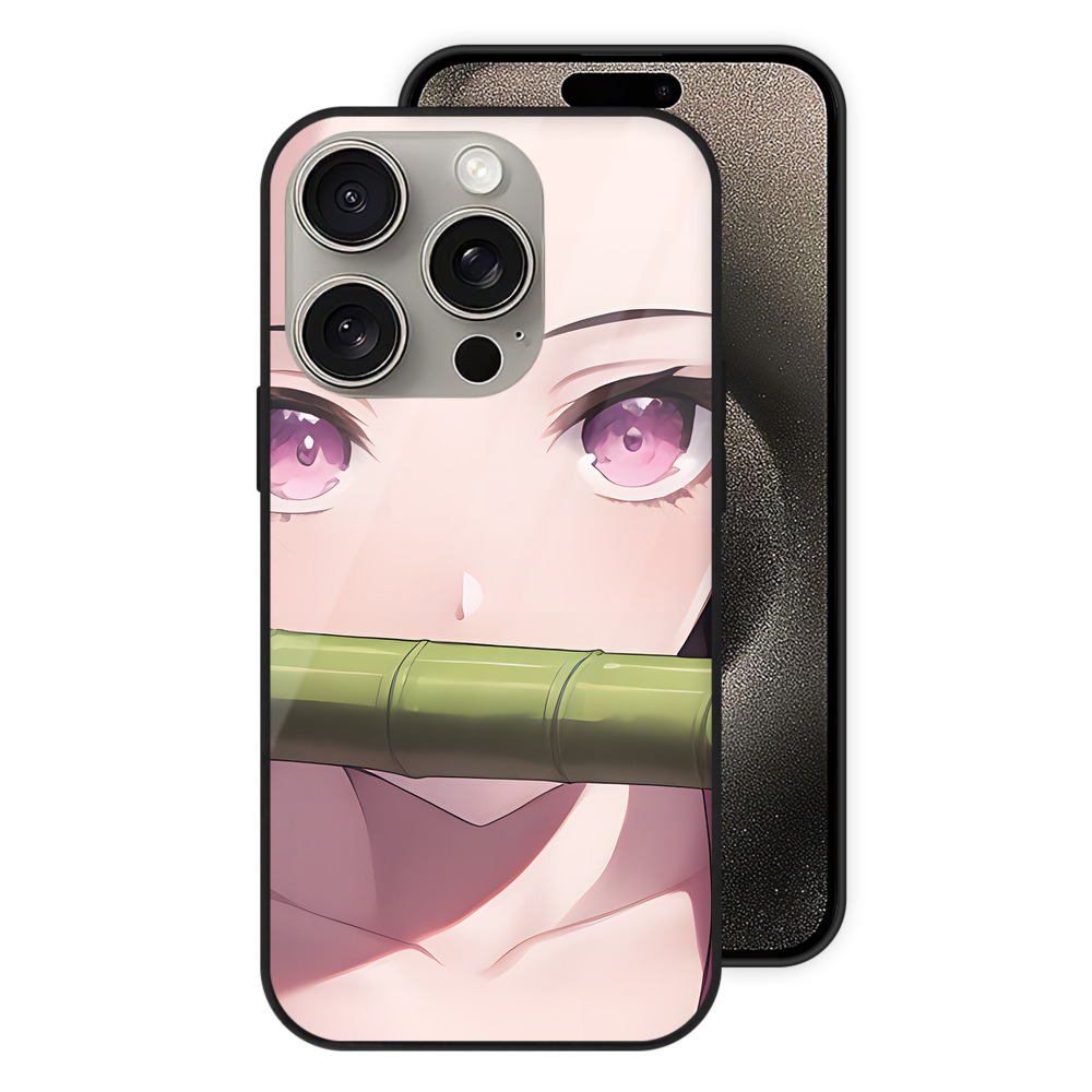 （画像用） 鬼滅の刃（きめつのやいば）竈門 禰󠄀豆子／かまど ねずこ Kamado Nezuko 【iPhone15Pro対応】スマホケース 耐衝撃＆黄変防止 背面ガラス