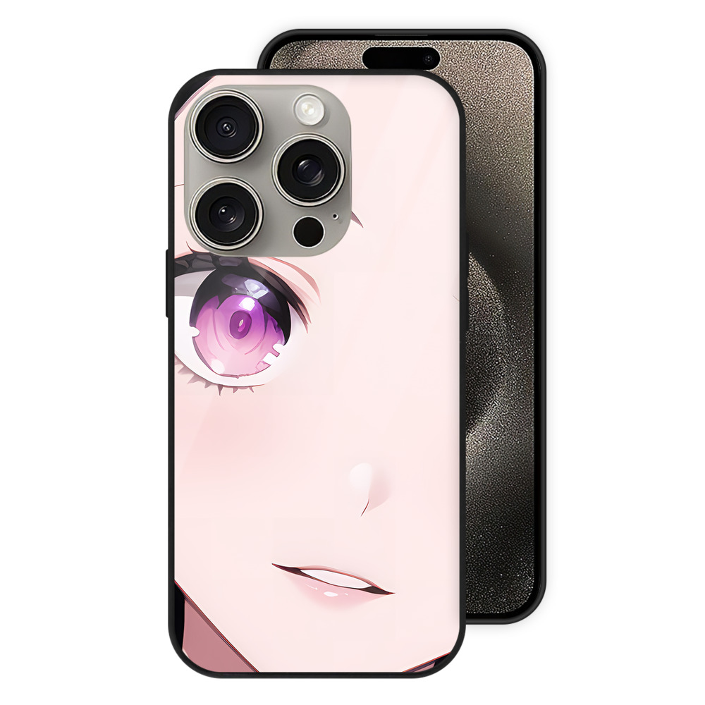 （画像用） 鬼滅の刃（きめつのやいば）竈門 禰󠄀豆子／かまど ねずこ Kamado Nezuko 【iPhone15Pro対応】スマホケース 耐衝撃＆黄変防止 背面ガラス