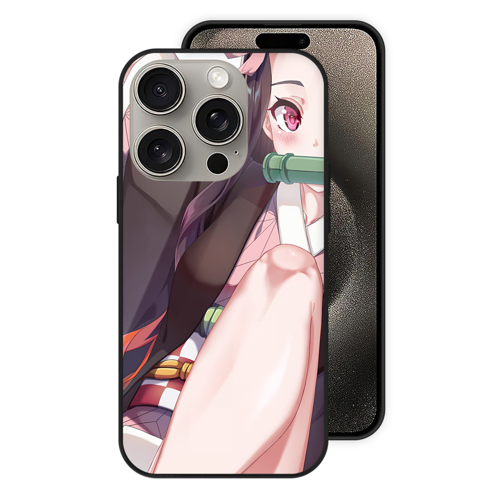 （画像用） 鬼滅の刃（きめつのやいば）竈門 禰󠄀豆子／かまど ねずこ Kamado Nezuko 【iPhone15Pro対応】スマホケース 耐衝撃＆黄変防止 背面ガラス
