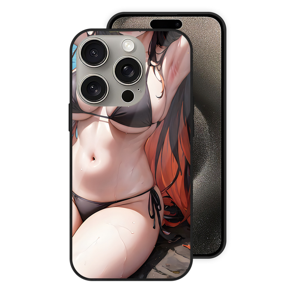 （画像用） 鬼滅の刃（きめつのやいば）竈門 禰󠄀豆子／かまど ねずこ Kamado Nezuko 【iPhone15Pro対応】スマホケース 耐衝撃＆黄変防止 背面ガラス