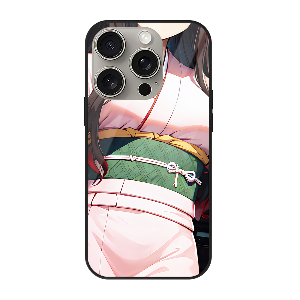 （画像用） 鬼滅の刃（きめつのやいば）竈門 禰󠄀豆子／かまど ねずこ Kamado Nezuko 【iPhone15Pro対応】スマホケース 耐衝撃＆黄変防止 背面ガラス