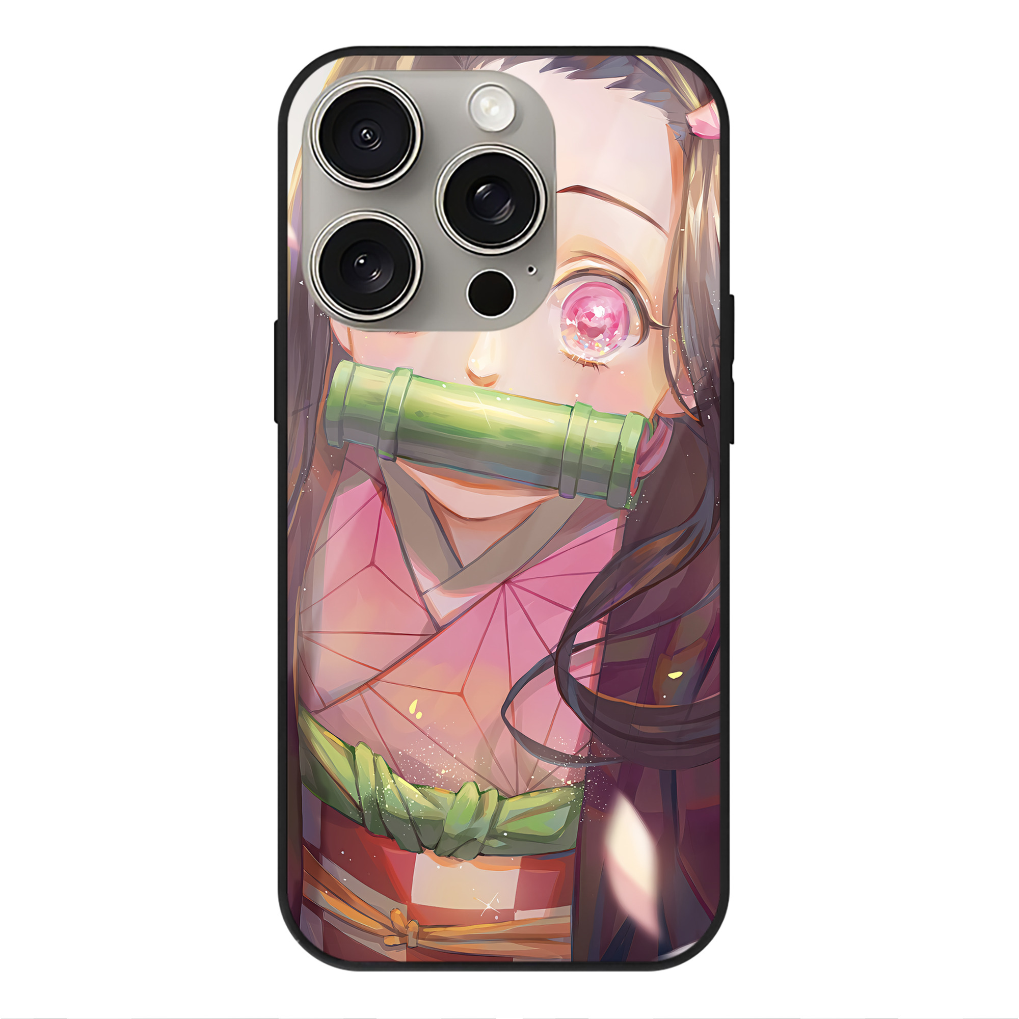 （画像用） 鬼滅の刃（きめつのやいば）竈門 禰󠄀豆子／かまど ねずこ Kamado Nezuko 【iPhone15Pro対応】スマホケース 耐衝撃＆黄変防止 背面ガラス