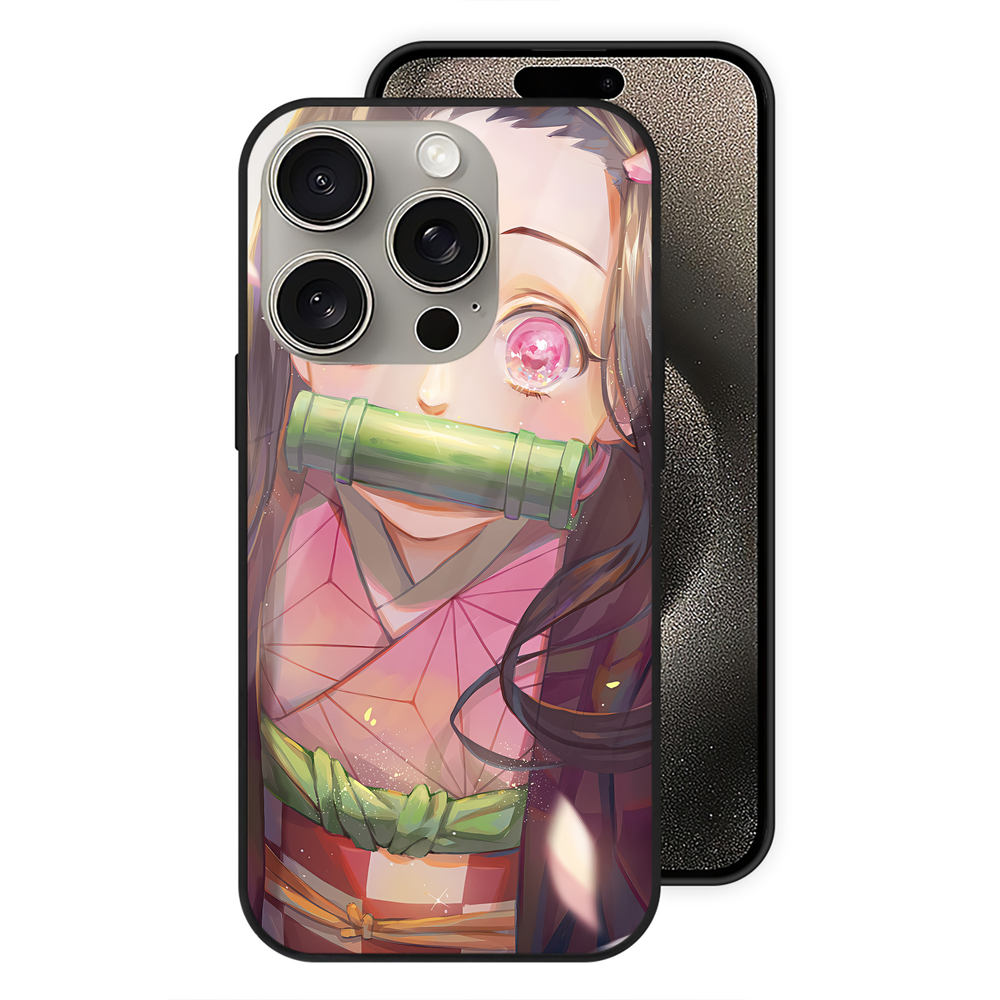 （画像用） 鬼滅の刃（きめつのやいば）竈門 禰󠄀豆子／かまど ねずこ Kamado Nezuko 【iPhone15Pro対応】スマホケース 耐衝撃＆黄変防止 背面ガラス