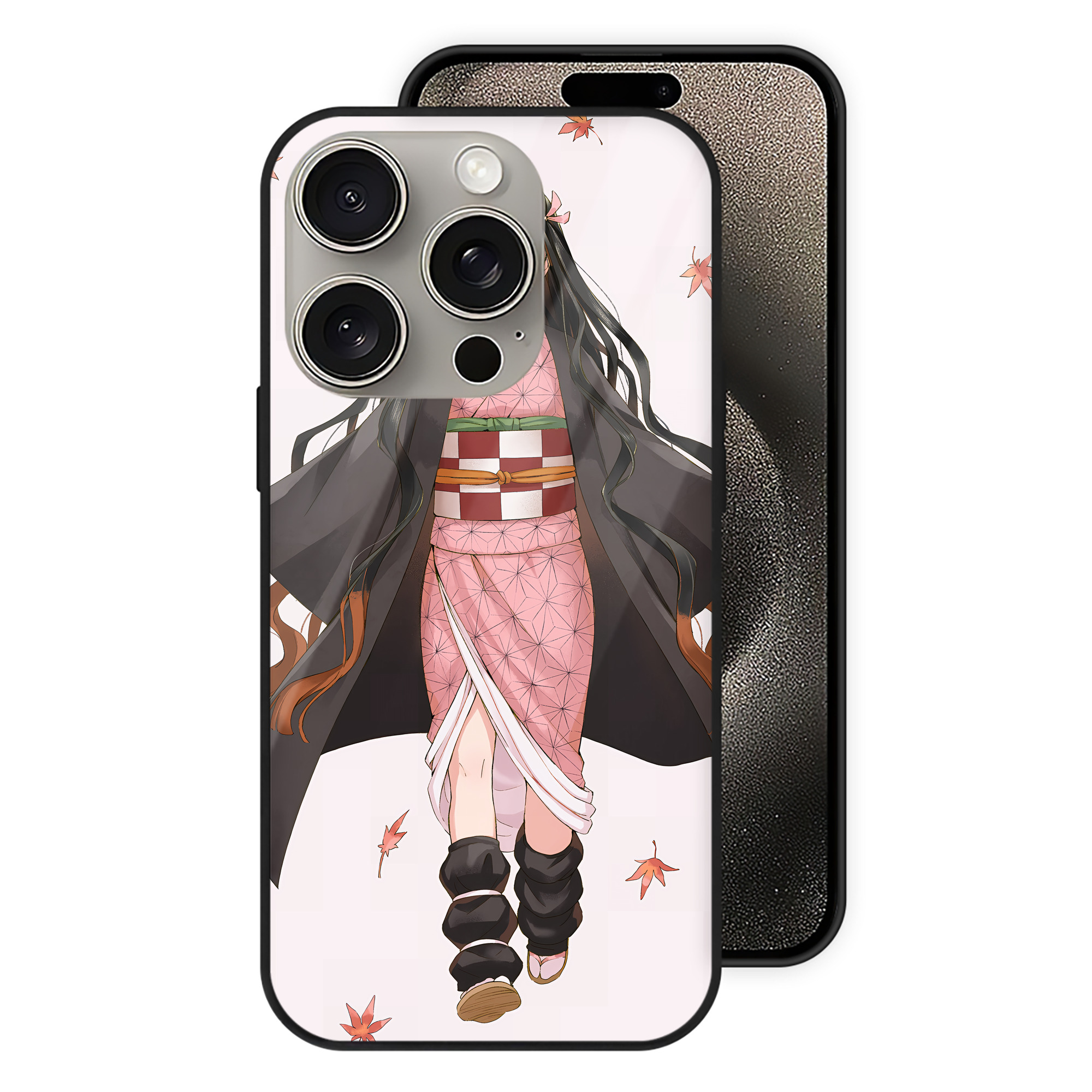 （画像用） 鬼滅の刃（きめつのやいば）竈門 禰󠄀豆子／かまど ねずこ Kamado Nezuko 【iPhone15Pro対応】スマホケース 耐衝撃＆黄変防止 背面ガラス