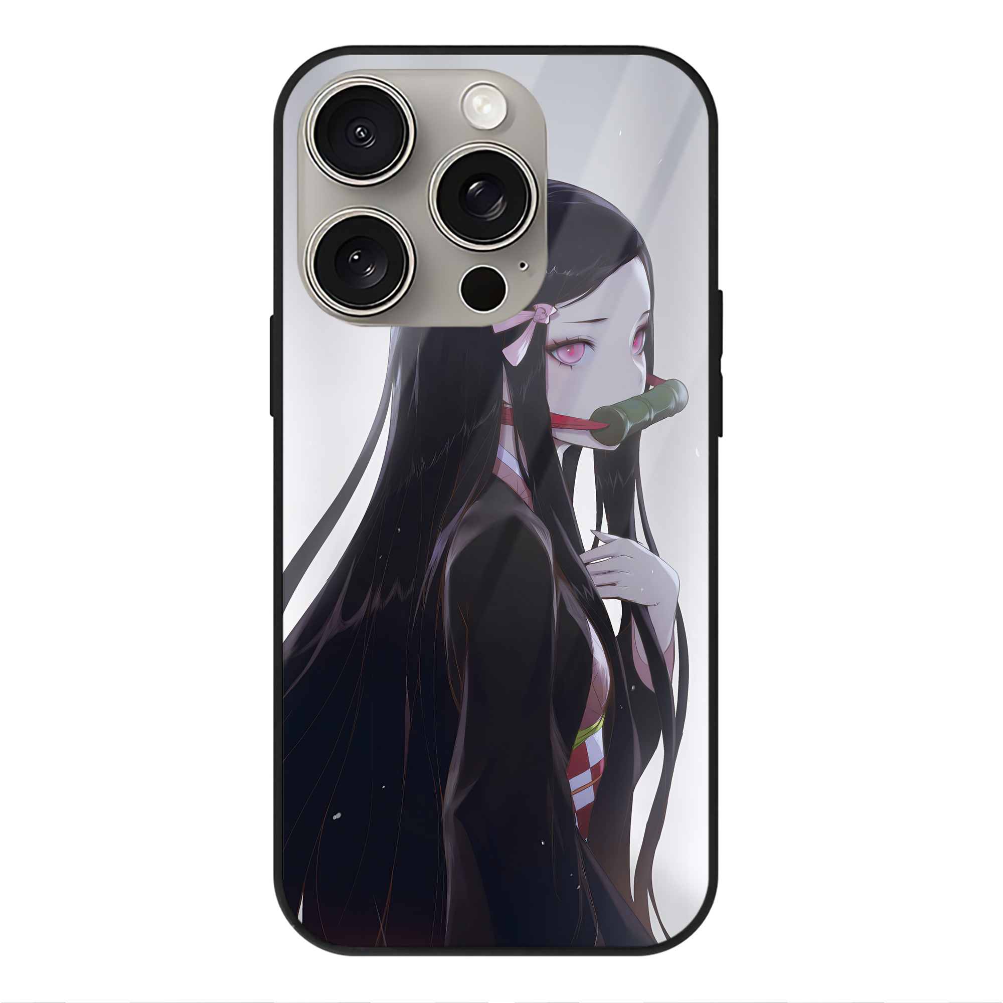 （画像用） 鬼滅の刃（きめつのやいば）竈門 禰󠄀豆子／かまど ねずこ Kamado Nezuko 【iPhone15Pro対応】スマホケース 耐衝撃＆黄変防止 背面ガラス