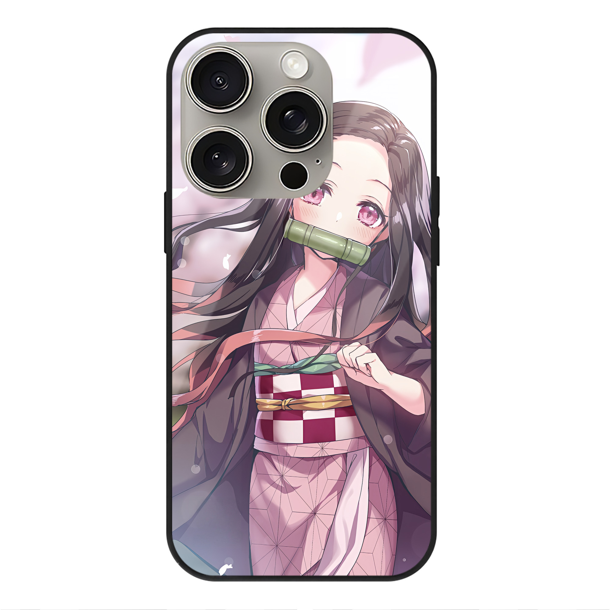 （画像用） 鬼滅の刃（きめつのやいば）竈門 禰󠄀豆子／かまど ねずこ Kamado Nezuko 【iPhone15Pro対応】スマホケース 耐衝撃＆黄変防止 背面ガラス