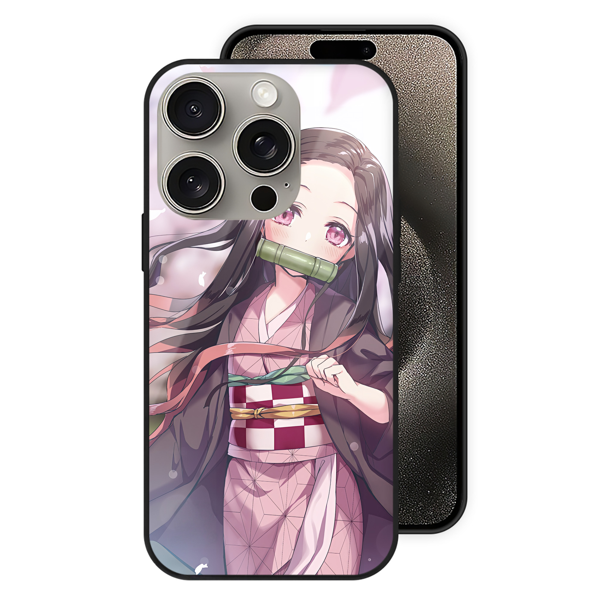 （画像用） 鬼滅の刃（きめつのやいば）竈門 禰󠄀豆子／かまど ねずこ Kamado Nezuko 【iPhone15Pro対応】スマホケース 耐衝撃＆黄変防止 背面ガラス