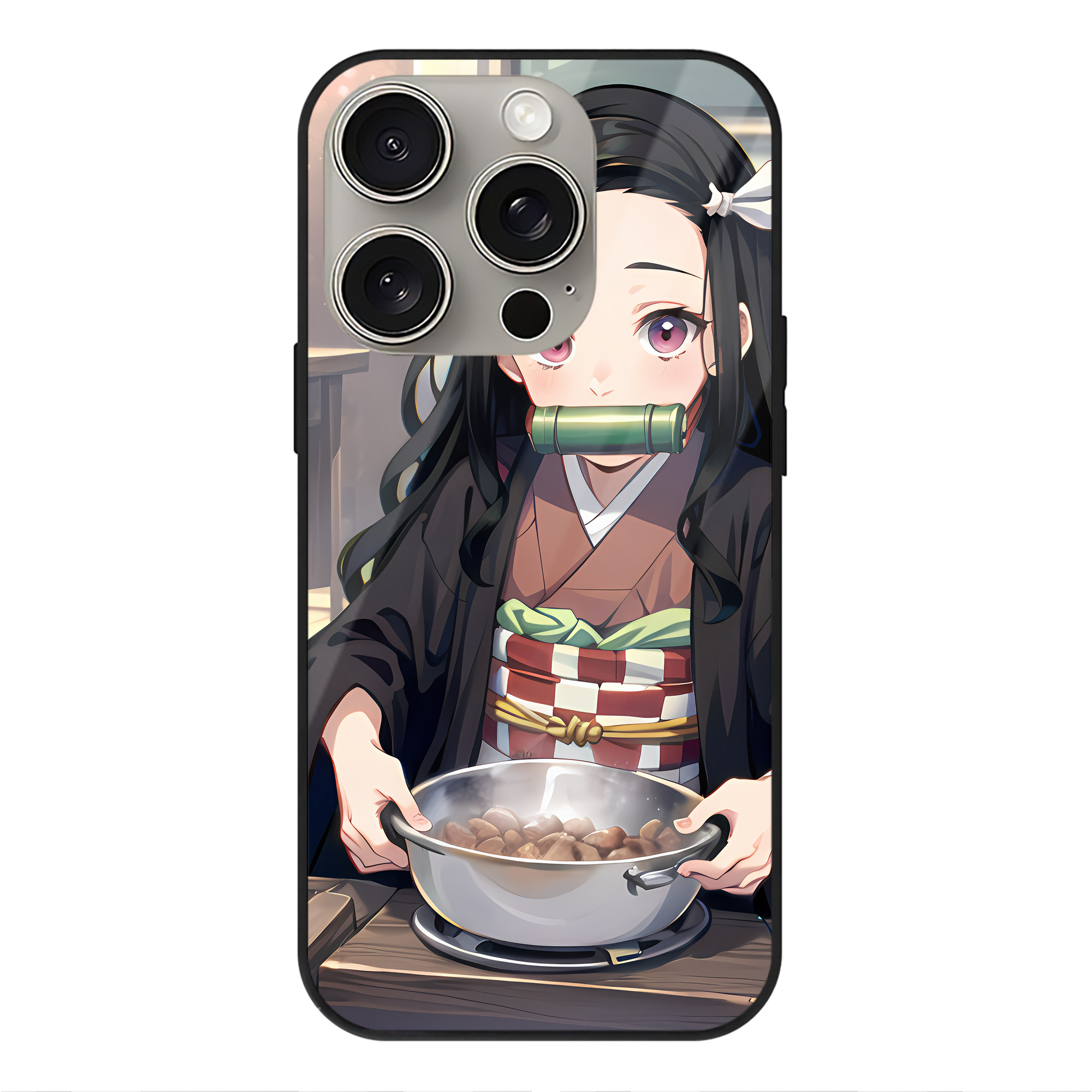 （画像用） 鬼滅の刃（きめつのやいば）竈門 禰󠄀豆子／かまど ねずこ Kamado Nezuko 【iPhone15Pro対応】スマホケース 耐衝撃＆黄変防止 背面ガラス