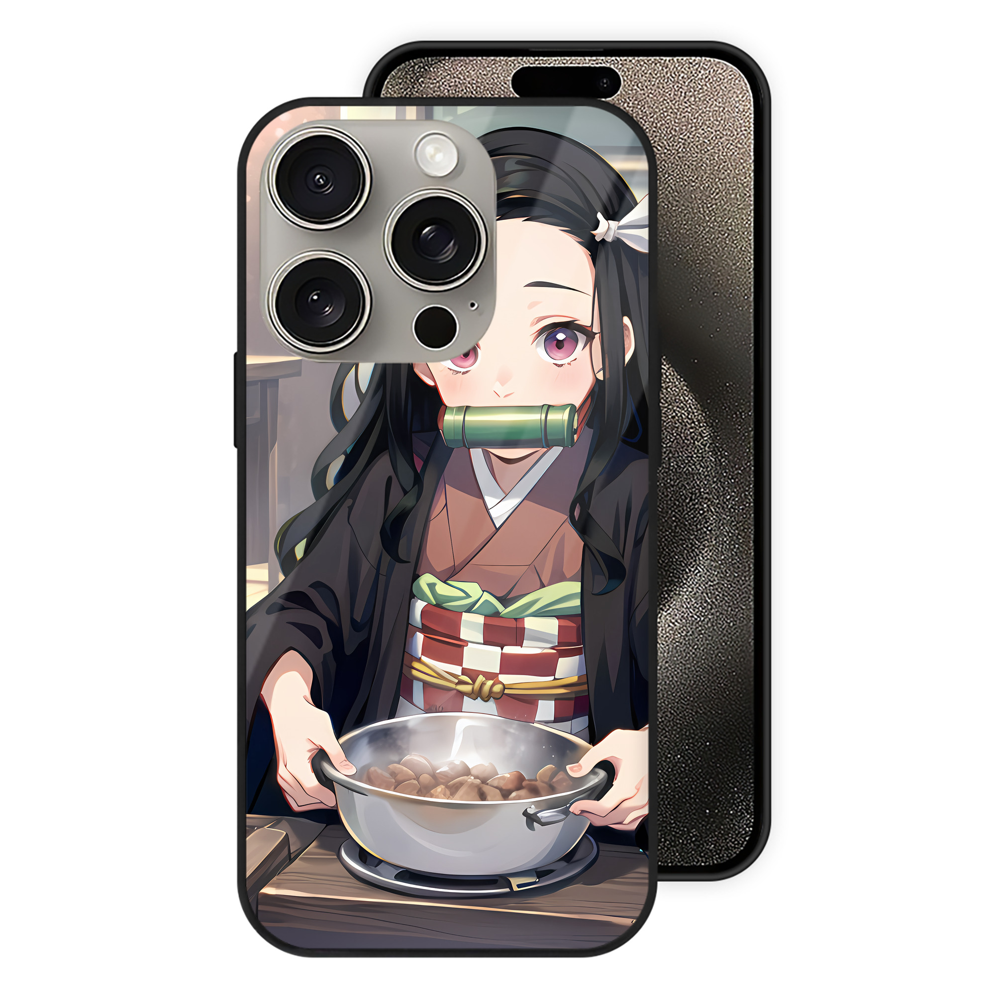 （画像用） 鬼滅の刃（きめつのやいば）竈門 禰󠄀豆子／かまど ねずこ Kamado Nezuko 【iPhone15Pro対応】スマホケース 耐衝撃＆黄変防止 背面ガラス