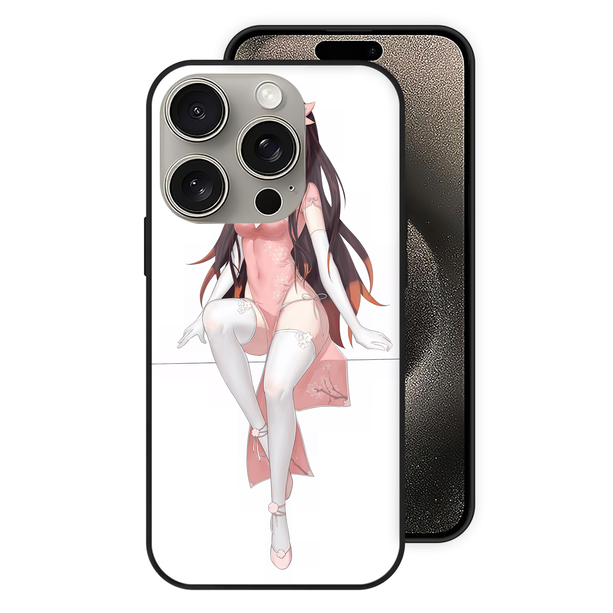 （画像用） 鬼滅の刃（きめつのやいば）竈門 禰󠄀豆子／かまど ねずこ Kamado Nezuko 【iPhone15Pro対応】スマホケース 耐衝撃＆黄変防止 背面ガラス