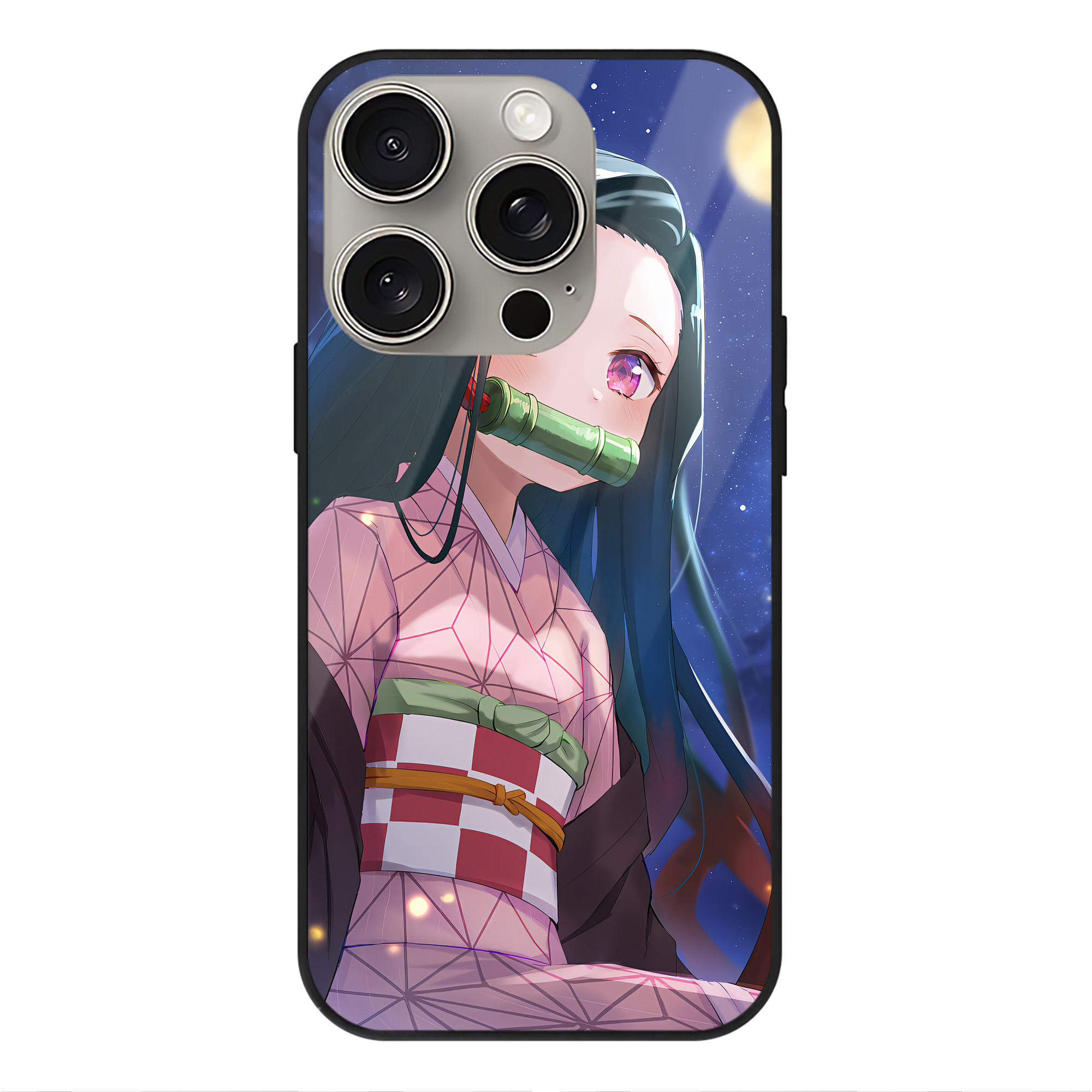 （画像用） 鬼滅の刃（きめつのやいば）竈門 禰󠄀豆子／かまど ねずこ Kamado Nezuko 【iPhone15Pro対応】スマホケース 耐衝撃＆黄変防止 背面ガラス