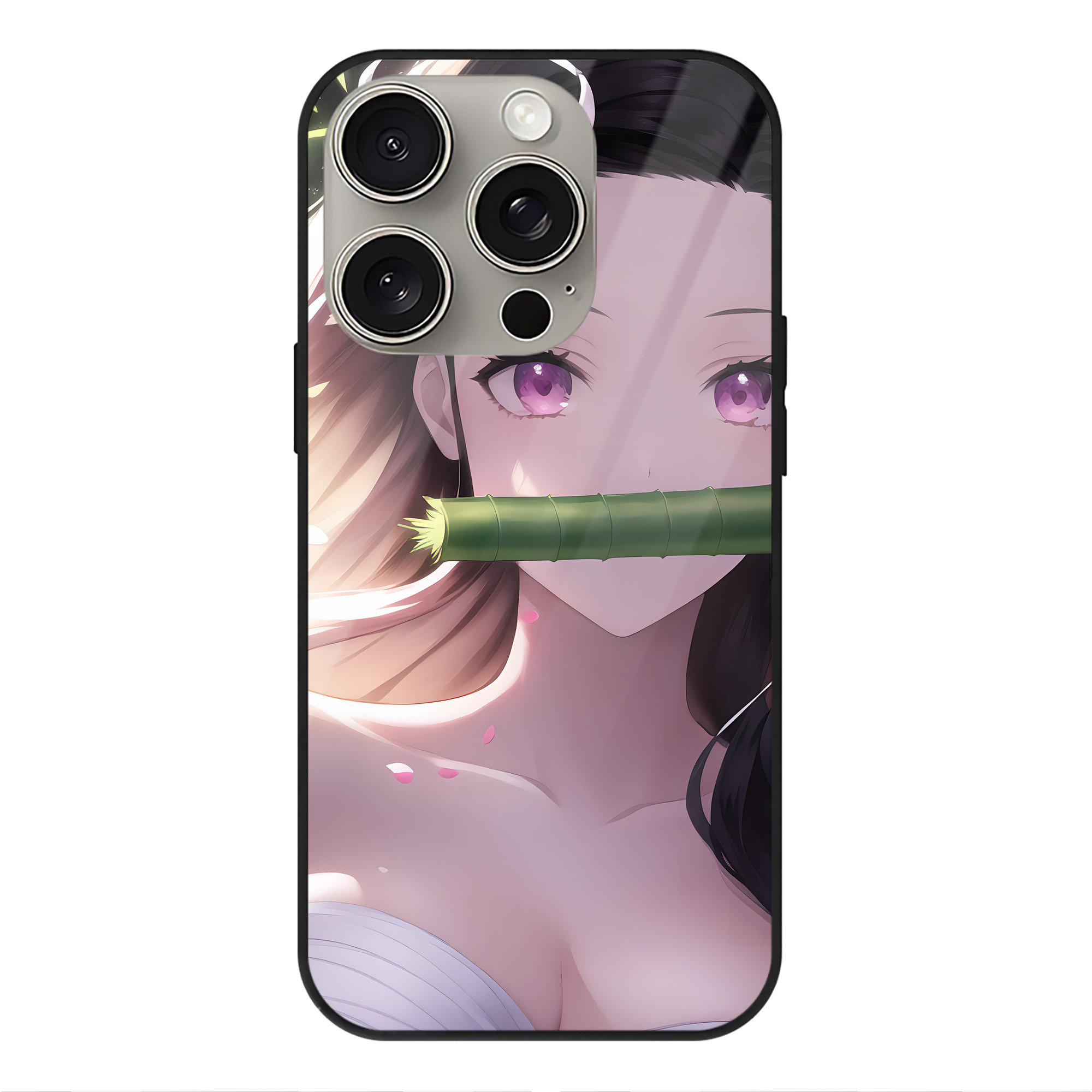 （画像用） 鬼滅の刃（きめつのやいば）竈門 禰󠄀豆子／かまど ねずこ Kamado Nezuko 【iPhone15Pro対応】スマホケース 耐衝撃＆黄変防止 背面ガラス