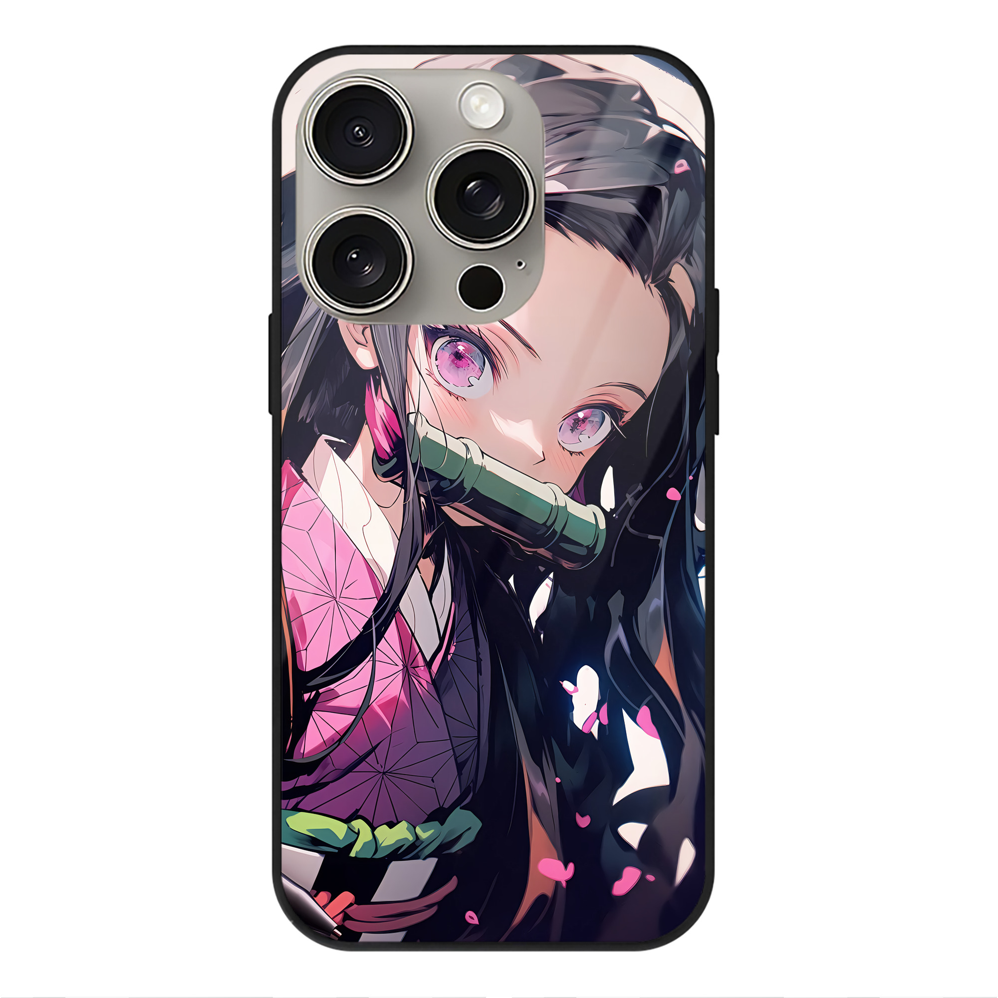 （画像用） 鬼滅の刃（きめつのやいば）竈門 禰󠄀豆子／かまど ねずこ Kamado Nezuko 【iPhone15Pro対応】スマホケース 耐衝撃＆黄変防止 背面ガラス