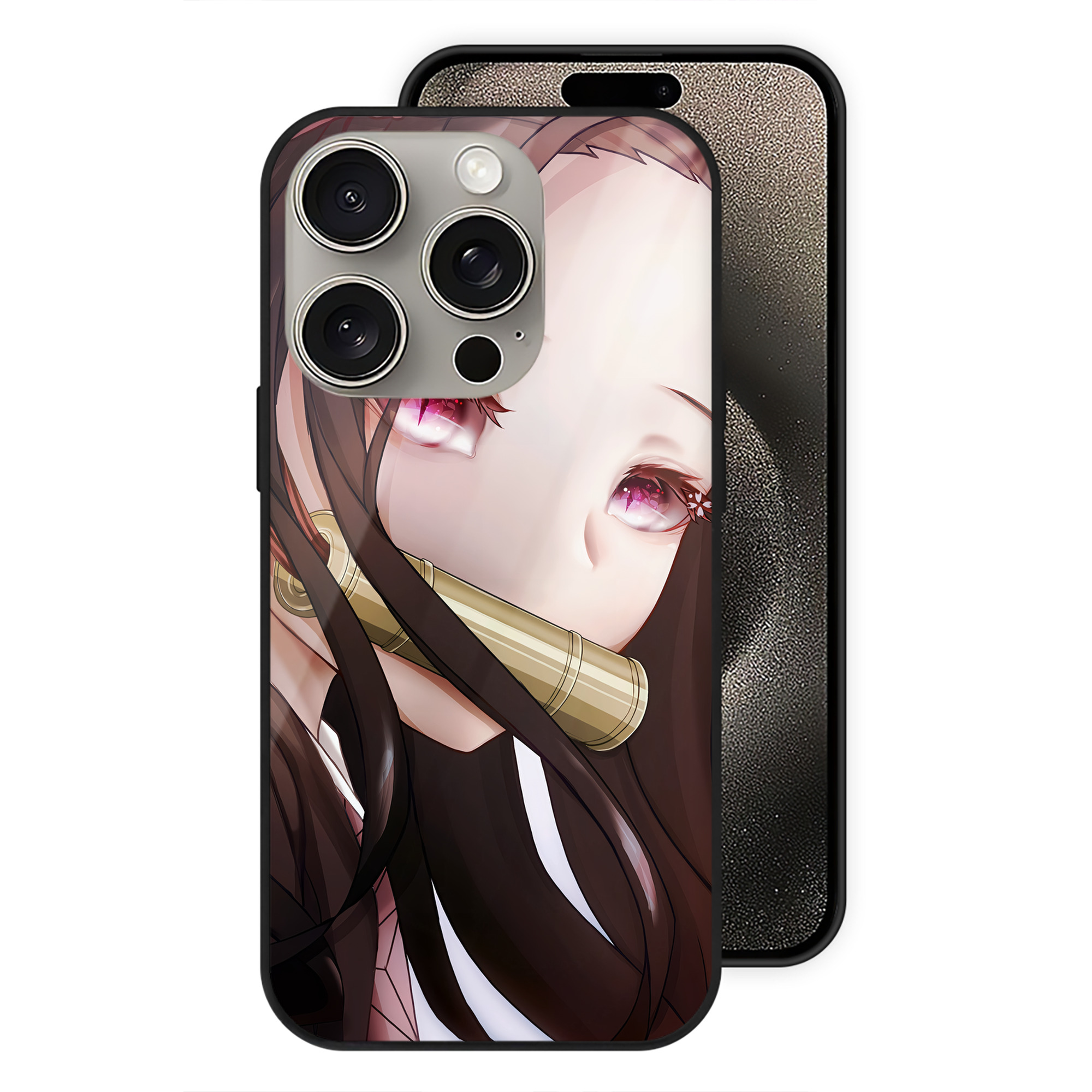 （画像用） 鬼滅の刃（きめつのやいば）竈門 禰󠄀豆子／かまど ねずこ Kamado Nezuko 【iPhone15Pro対応】スマホケース 耐衝撃＆黄変防止 背面ガラス