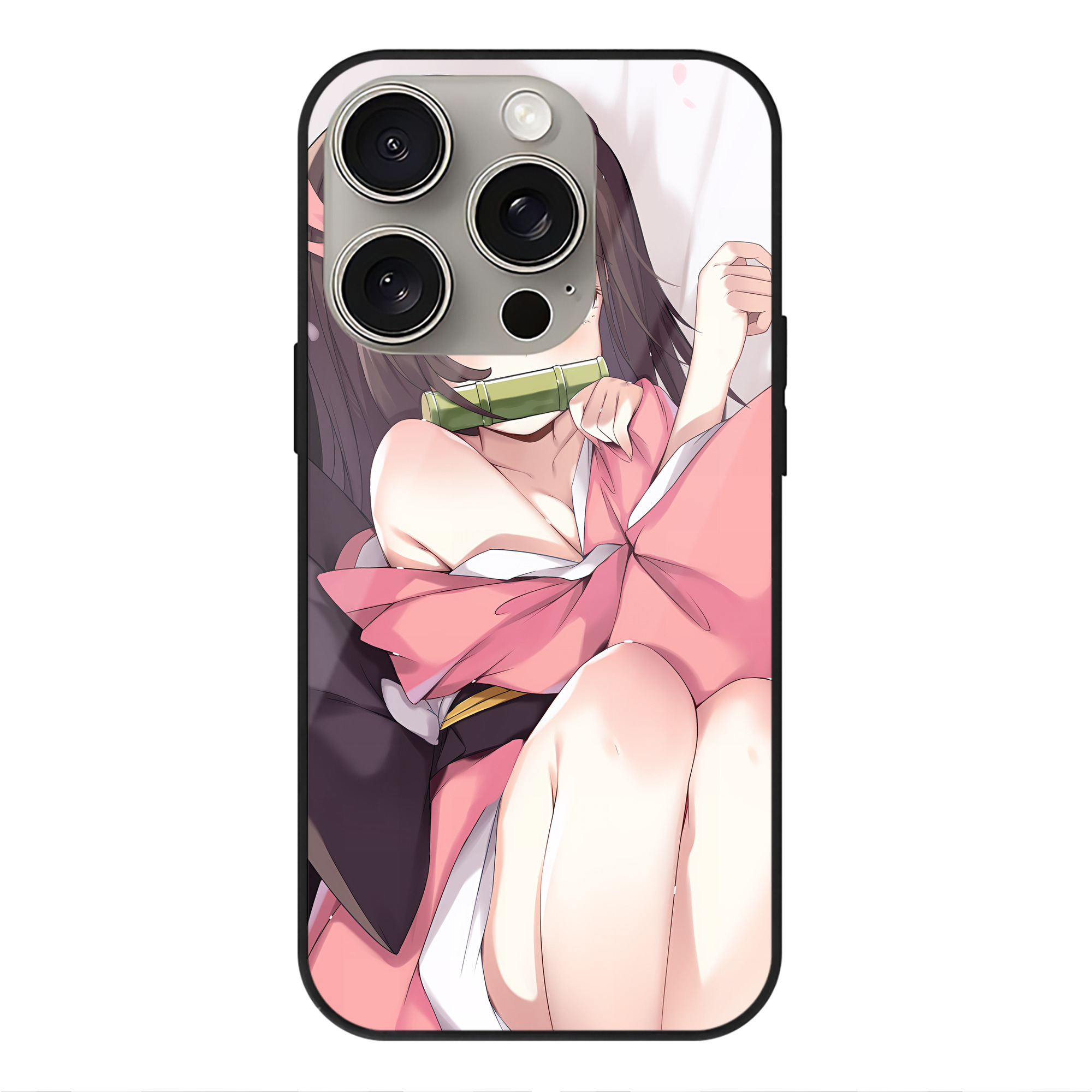 （画像用） 鬼滅の刃（きめつのやいば）竈門 禰󠄀豆子／かまど ねずこ Kamado Nezuko 【iPhone15Pro対応】スマホケース 耐衝撃＆黄変防止 背面ガラス