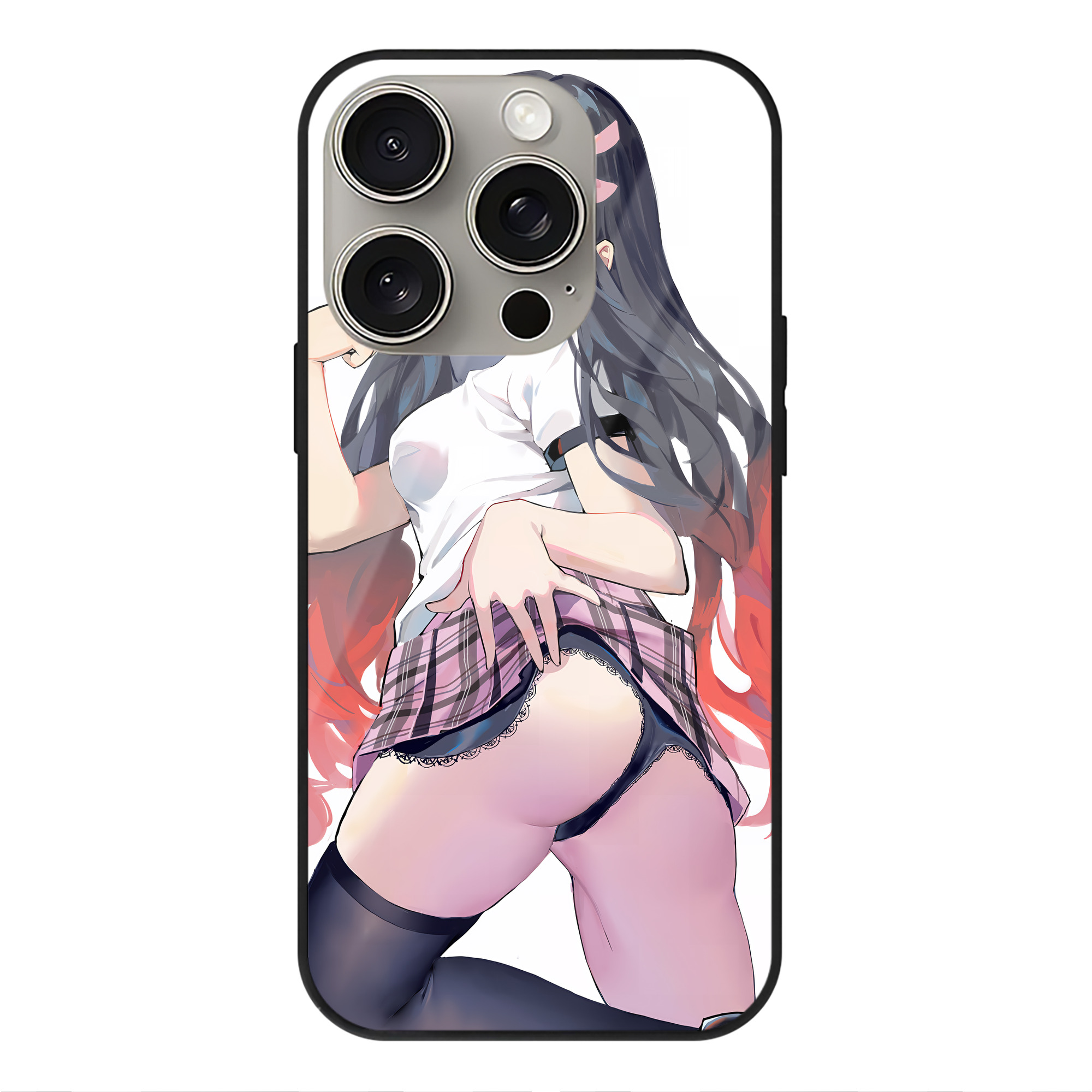 （画像用） 鬼滅の刃（きめつのやいば）竈門 禰󠄀豆子／かまど ねずこ Kamado Nezuko 【iPhone15Pro対応】スマホケース 耐衝撃＆黄変防止 背面ガラス