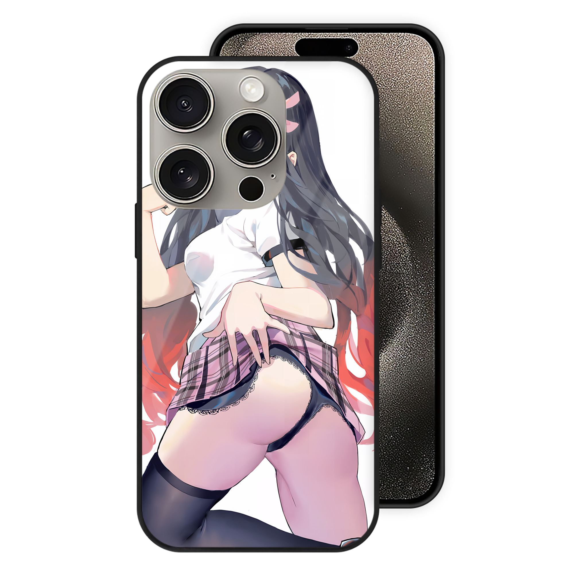 （画像用） 鬼滅の刃（きめつのやいば）竈門 禰󠄀豆子／かまど ねずこ Kamado Nezuko 【iPhone15Pro対応】スマホケース 耐衝撃＆黄変防止 背面ガラス