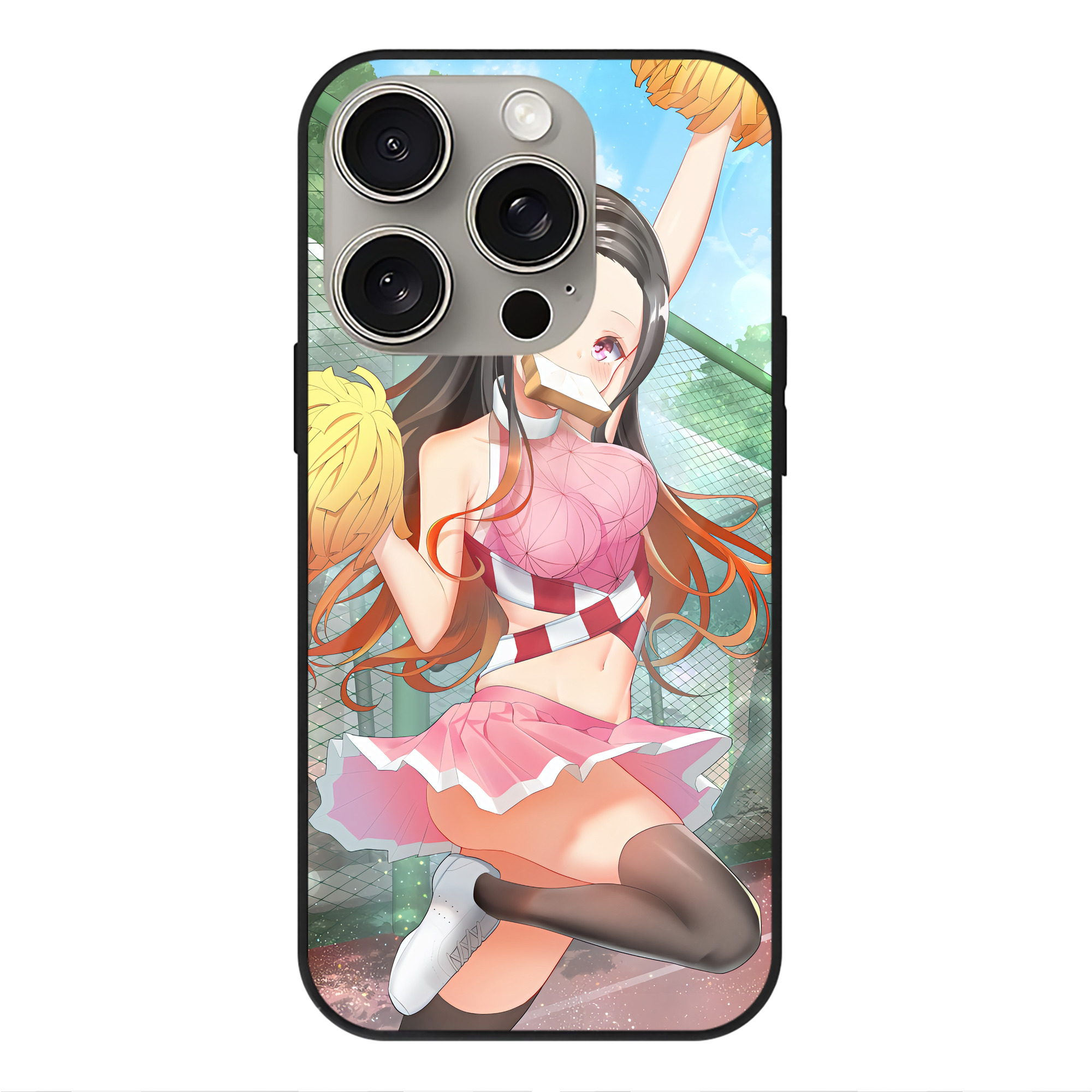 （画像用） 鬼滅の刃（きめつのやいば）竈門 禰󠄀豆子／かまど ねずこ Kamado Nezuko 【iPhone15Pro対応】スマホケース 耐衝撃＆黄変防止 背面ガラス