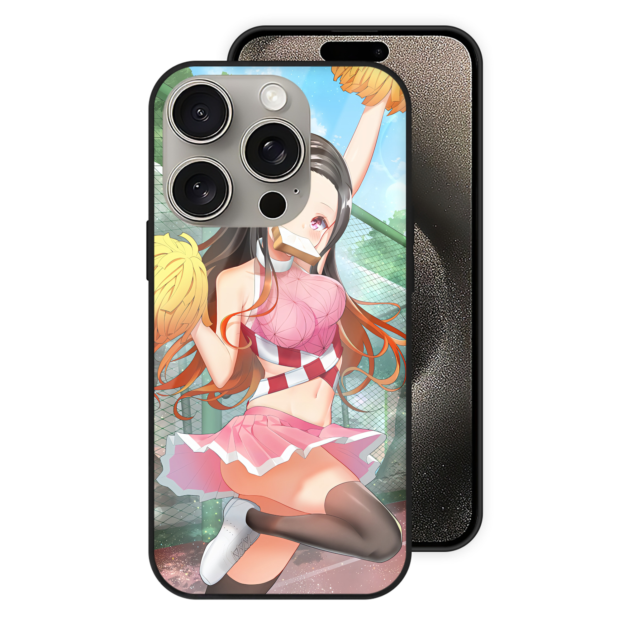 （画像用） 鬼滅の刃（きめつのやいば）竈門 禰󠄀豆子／かまど ねずこ Kamado Nezuko 【iPhone15Pro対応】スマホケース 耐衝撃＆黄変防止 背面ガラス