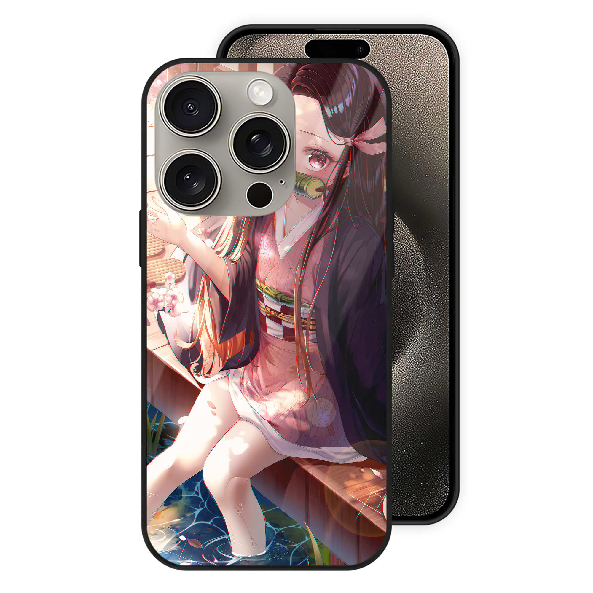 （画像用） 鬼滅の刃（きめつのやいば）竈門 禰󠄀豆子／かまど ねずこ Kamado Nezuko 【iPhone15Pro対応】スマホケース 耐衝撃＆黄変防止 背面ガラス