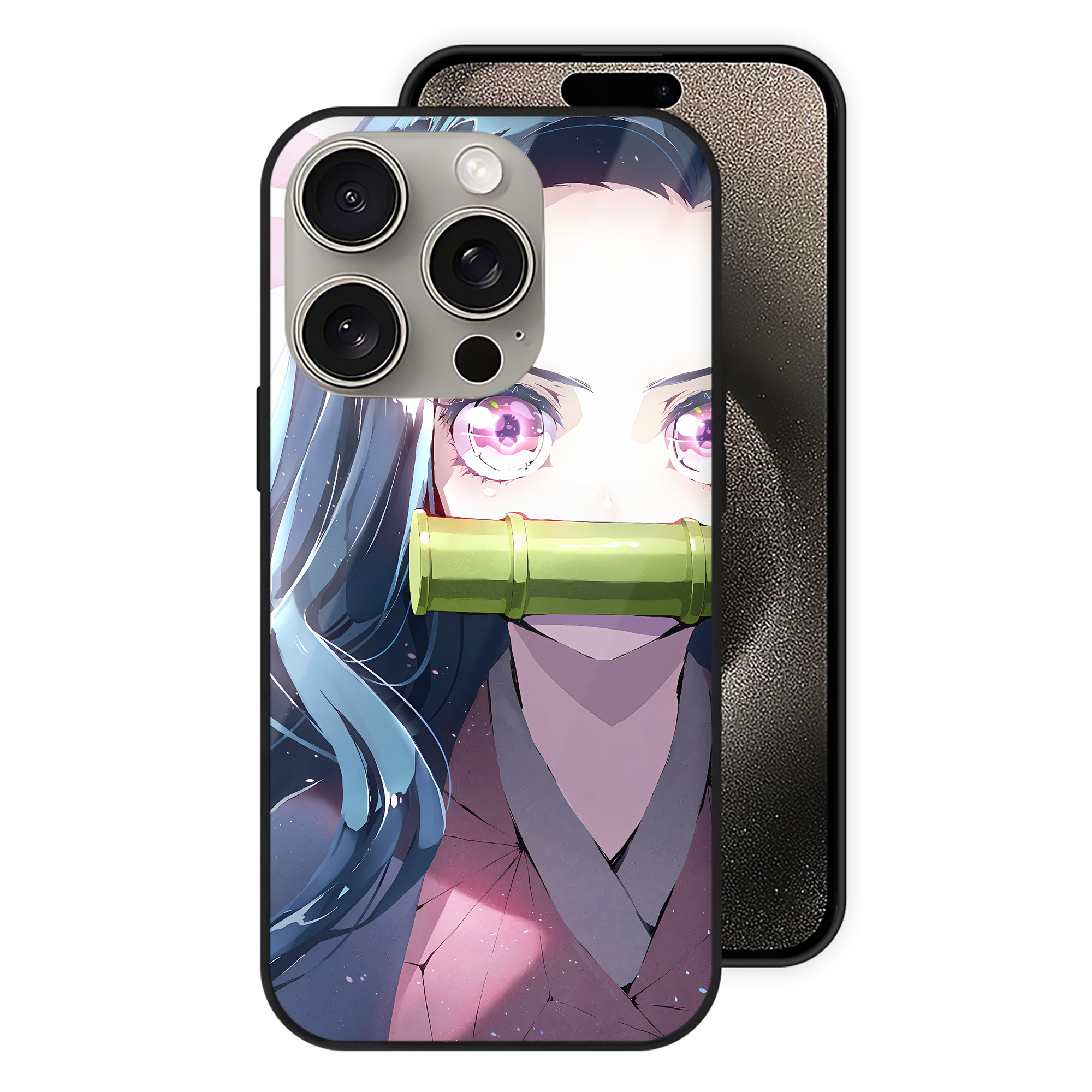（画像用） 鬼滅の刃（きめつのやいば）竈門 禰󠄀豆子／かまど ねずこ Kamado Nezuko 【iPhone15Pro対応】スマホケース 耐衝撃＆黄変防止 背面ガラス