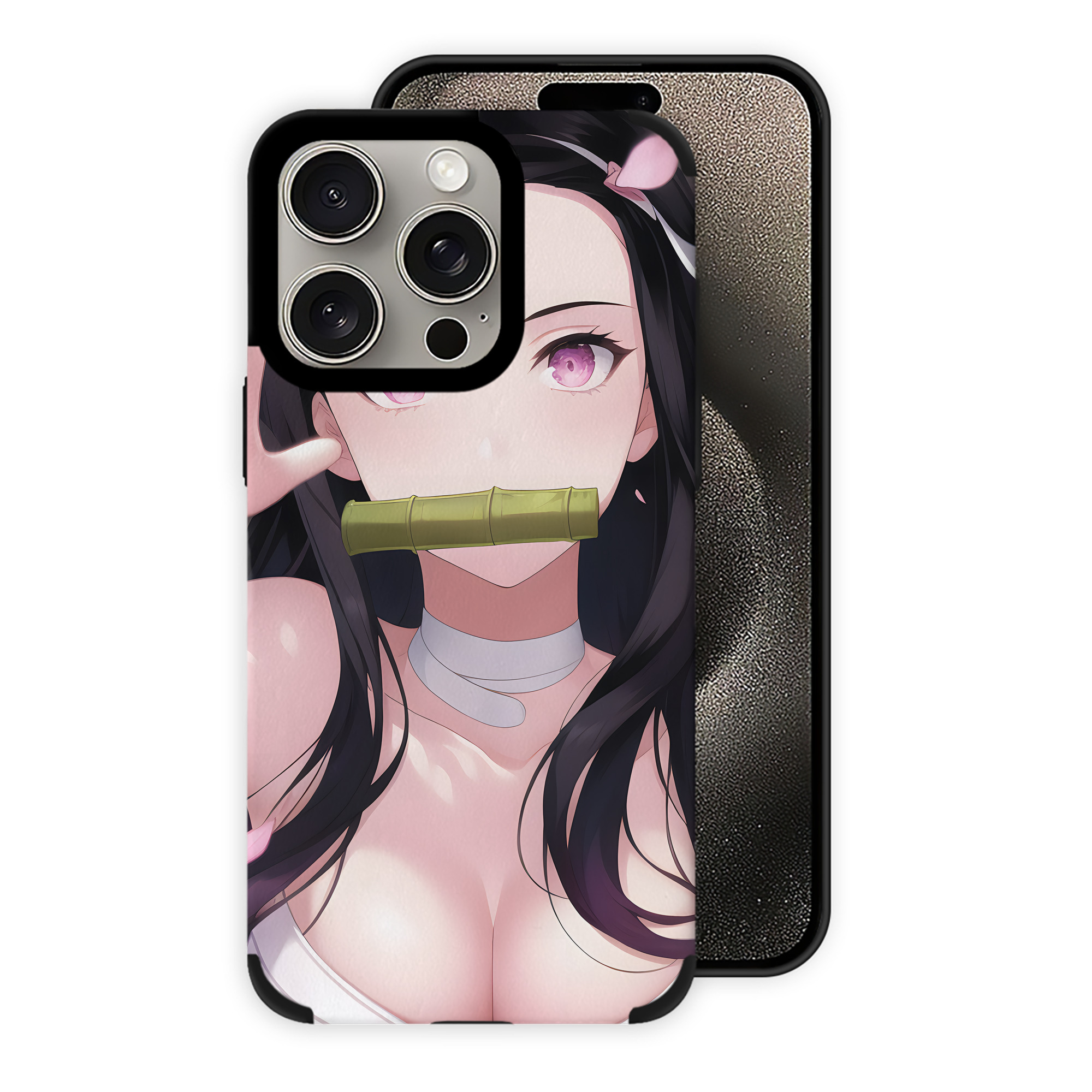 （画像用） 鬼滅の刃（きめつのやいば）竈門 禰󠄀豆子／かまど ねずこ Kamado Nezuko 【iPhone15ProMax対応】 PUレザー スマホケース 耐衝撃＆黄変防止