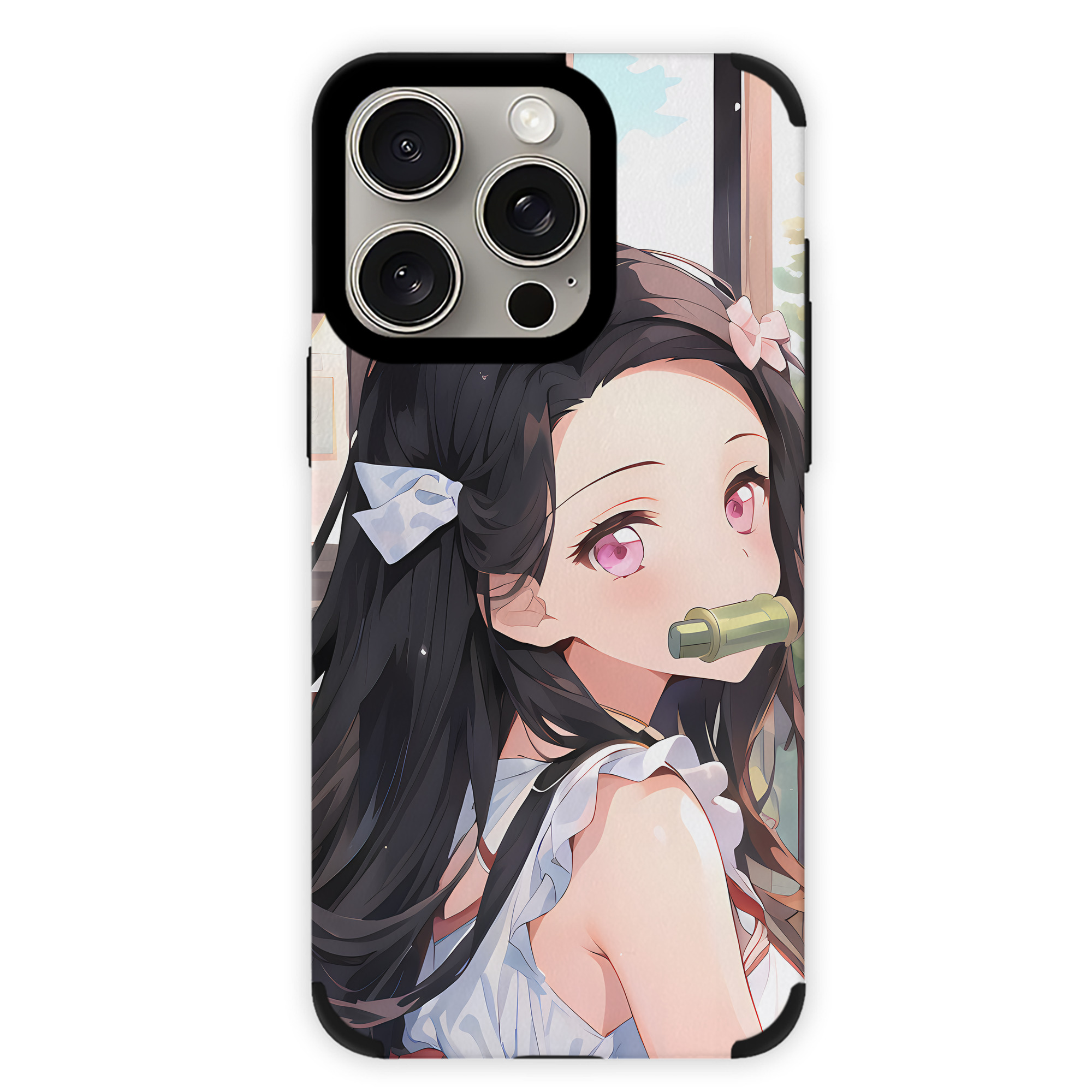 （画像用） 鬼滅の刃（きめつのやいば）竈門 禰󠄀豆子／かまど ねずこ Kamado Nezuko 【iPhone15ProMax対応】 PUレザー スマホケース 耐衝撃＆黄変防止