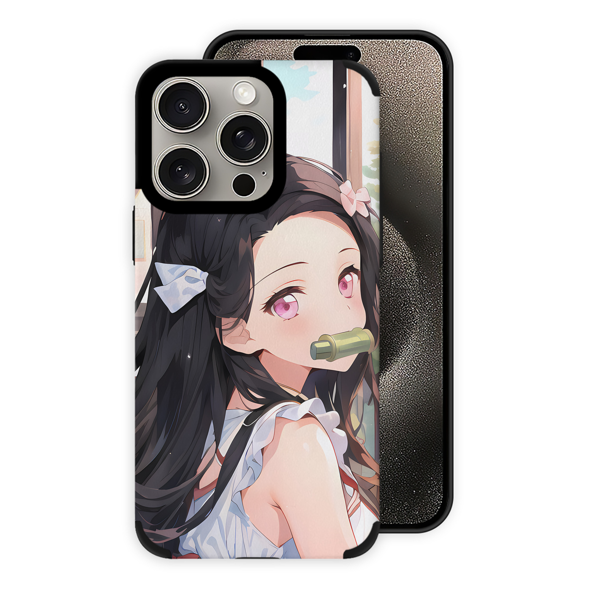 （画像用） 鬼滅の刃（きめつのやいば）竈門 禰󠄀豆子／かまど ねずこ Kamado Nezuko 【iPhone15ProMax対応】 PUレザー スマホケース 耐衝撃＆黄変防止