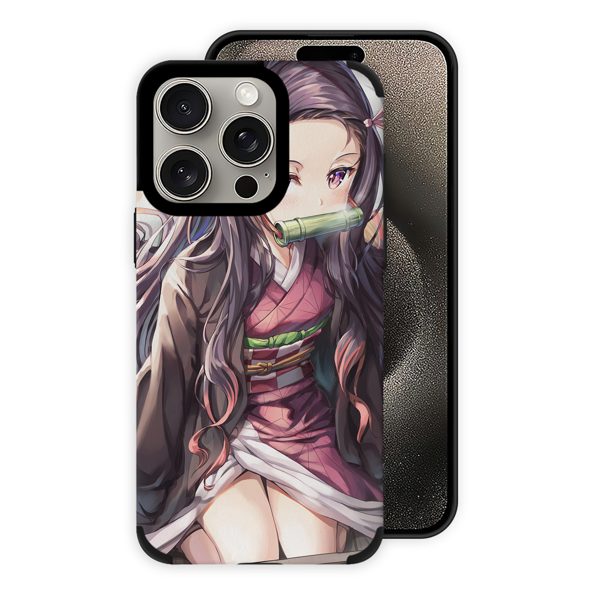 （画像用） 鬼滅の刃（きめつのやいば）竈門 禰󠄀豆子／かまど ねずこ Kamado Nezuko 【iPhone15ProMax対応】 PUレザー スマホケース 耐衝撃＆黄変防止
