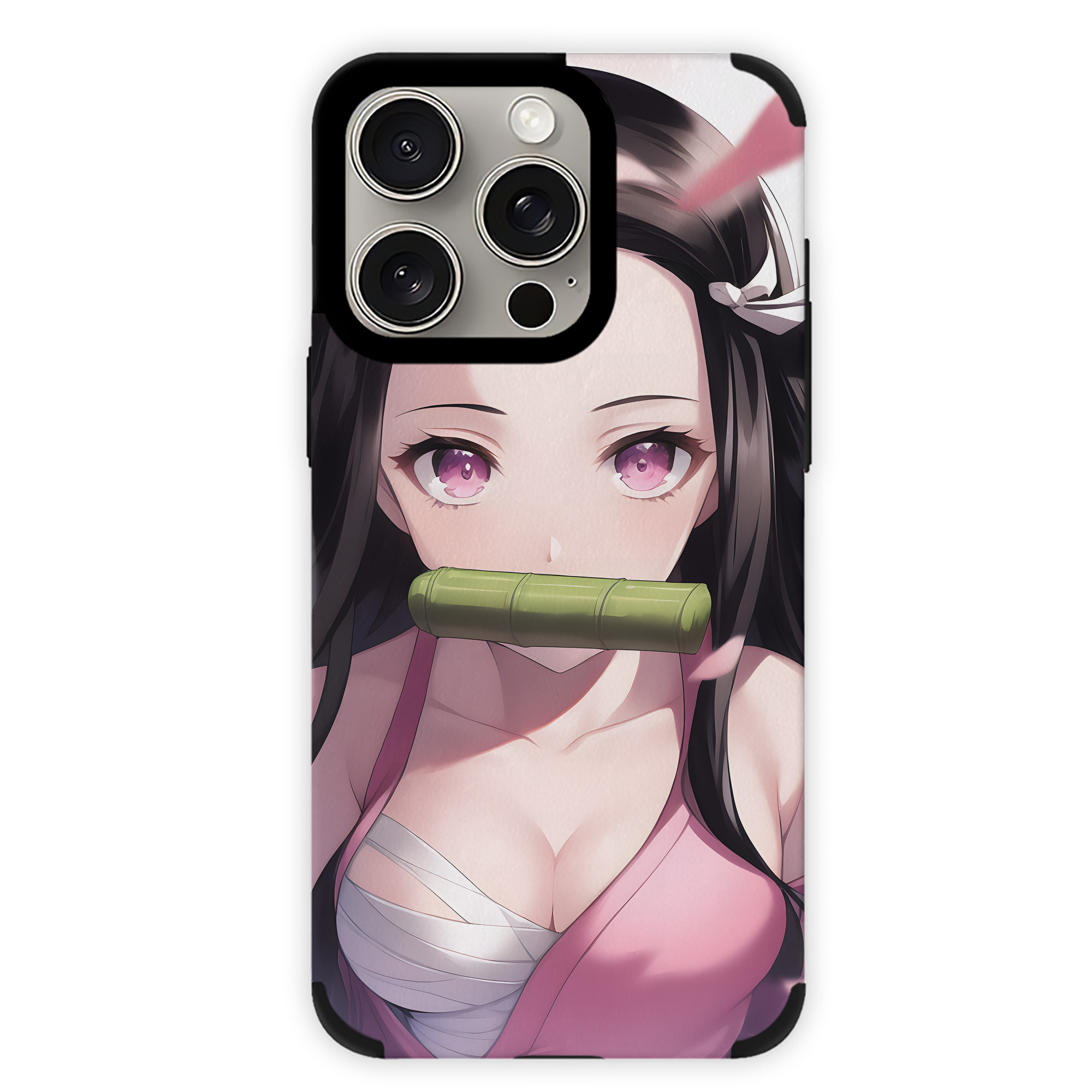 （画像用） 鬼滅の刃（きめつのやいば）竈門 禰󠄀豆子／かまど ねずこ Kamado Nezuko 【iPhone15ProMax対応】 PUレザー スマホケース 耐衝撃＆黄変防止