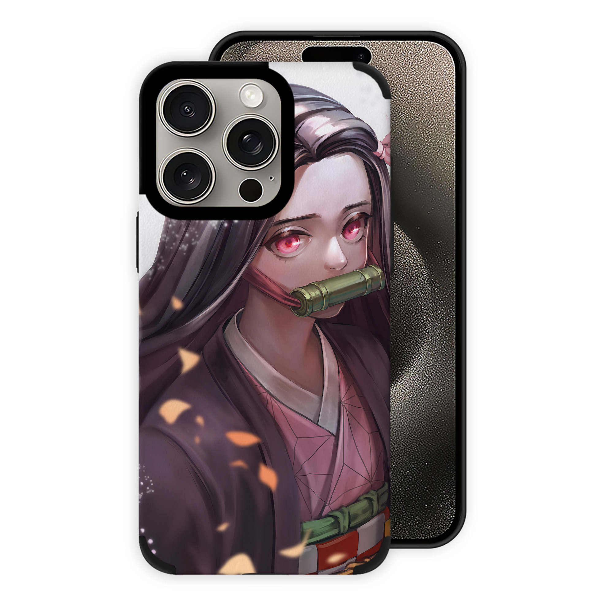 （画像用） 鬼滅の刃（きめつのやいば）竈門 禰󠄀豆子／かまど ねずこ Kamado Nezuko 【iPhone15ProMax対応】 PUレザー スマホケース 耐衝撃＆黄変防止