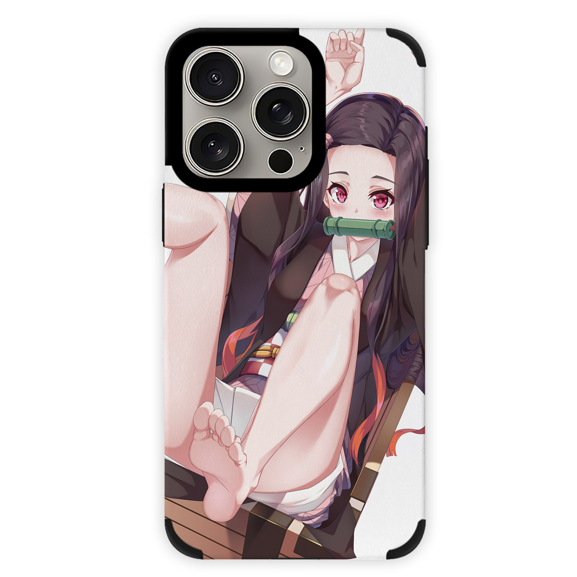 （画像用） 鬼滅の刃（きめつのやいば）竈門 禰󠄀豆子／かまど ねずこ Kamado Nezuko 【iPhone15ProMax対応】 PUレザー スマホケース 耐衝撃＆黄変防止