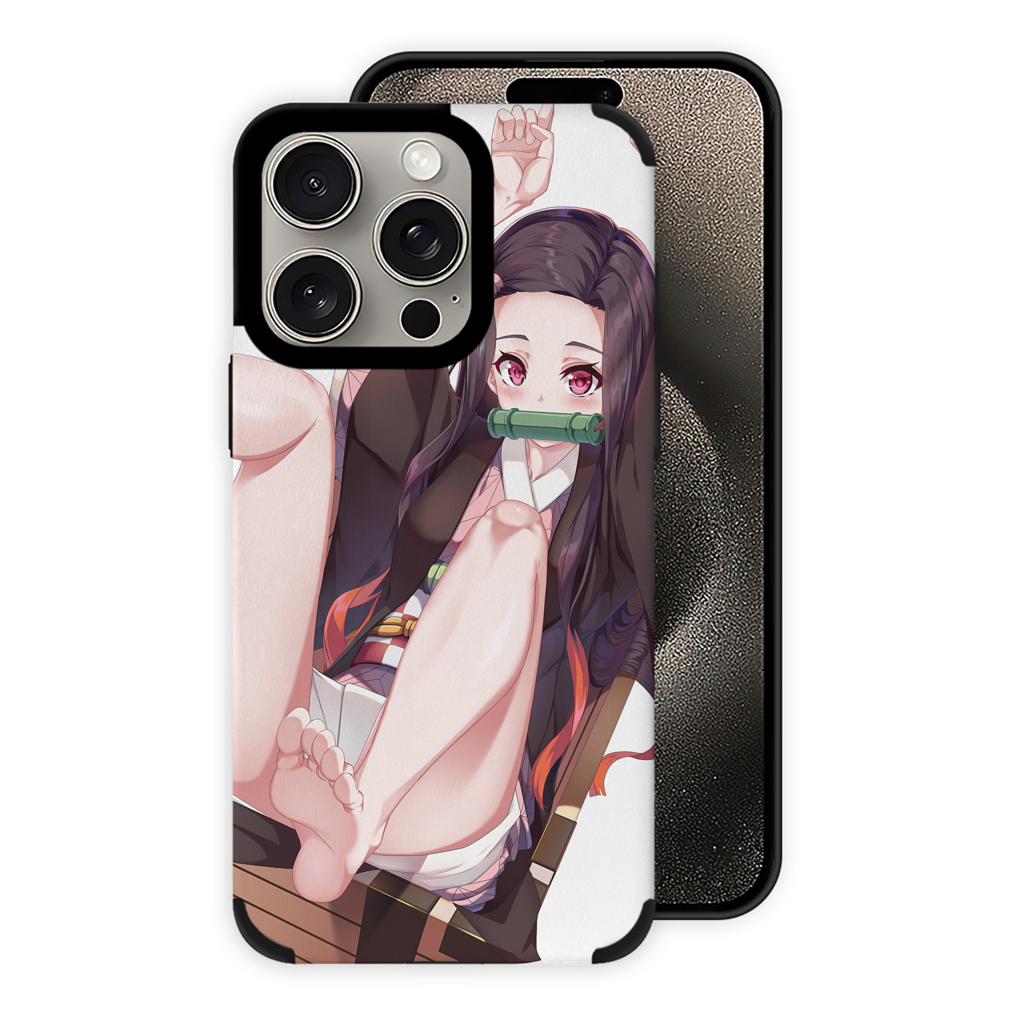 （画像用） 鬼滅の刃（きめつのやいば）竈門 禰󠄀豆子／かまど ねずこ Kamado Nezuko 【iPhone15ProMax対応】 PUレザー スマホケース 耐衝撃＆黄変防止