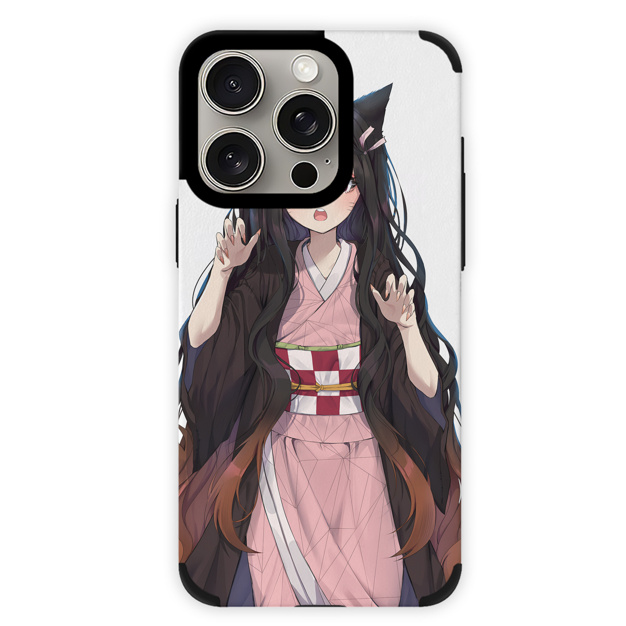 （画像用） 鬼滅の刃（きめつのやいば）竈門 禰󠄀豆子／かまど ねずこ Kamado Nezuko 【iPhone15ProMax対応】 PUレザー スマホケース 耐衝撃＆黄変防止
