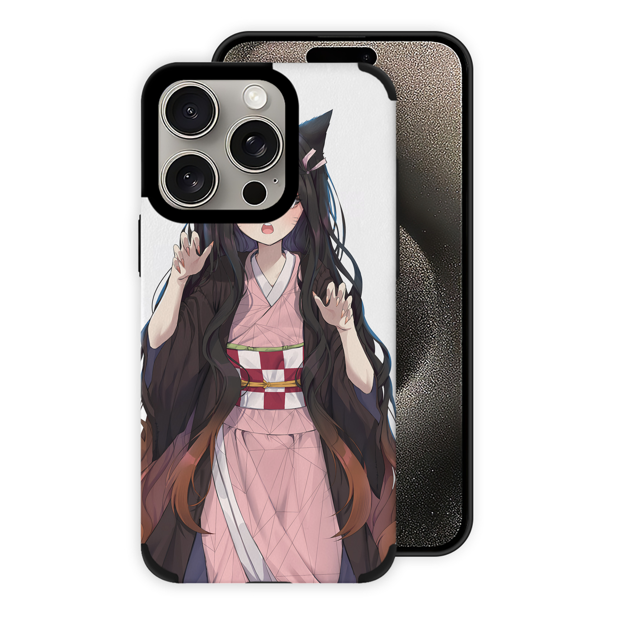 （画像用） 鬼滅の刃（きめつのやいば）竈門 禰󠄀豆子／かまど ねずこ Kamado Nezuko 【iPhone15ProMax対応】 PUレザー スマホケース 耐衝撃＆黄変防止