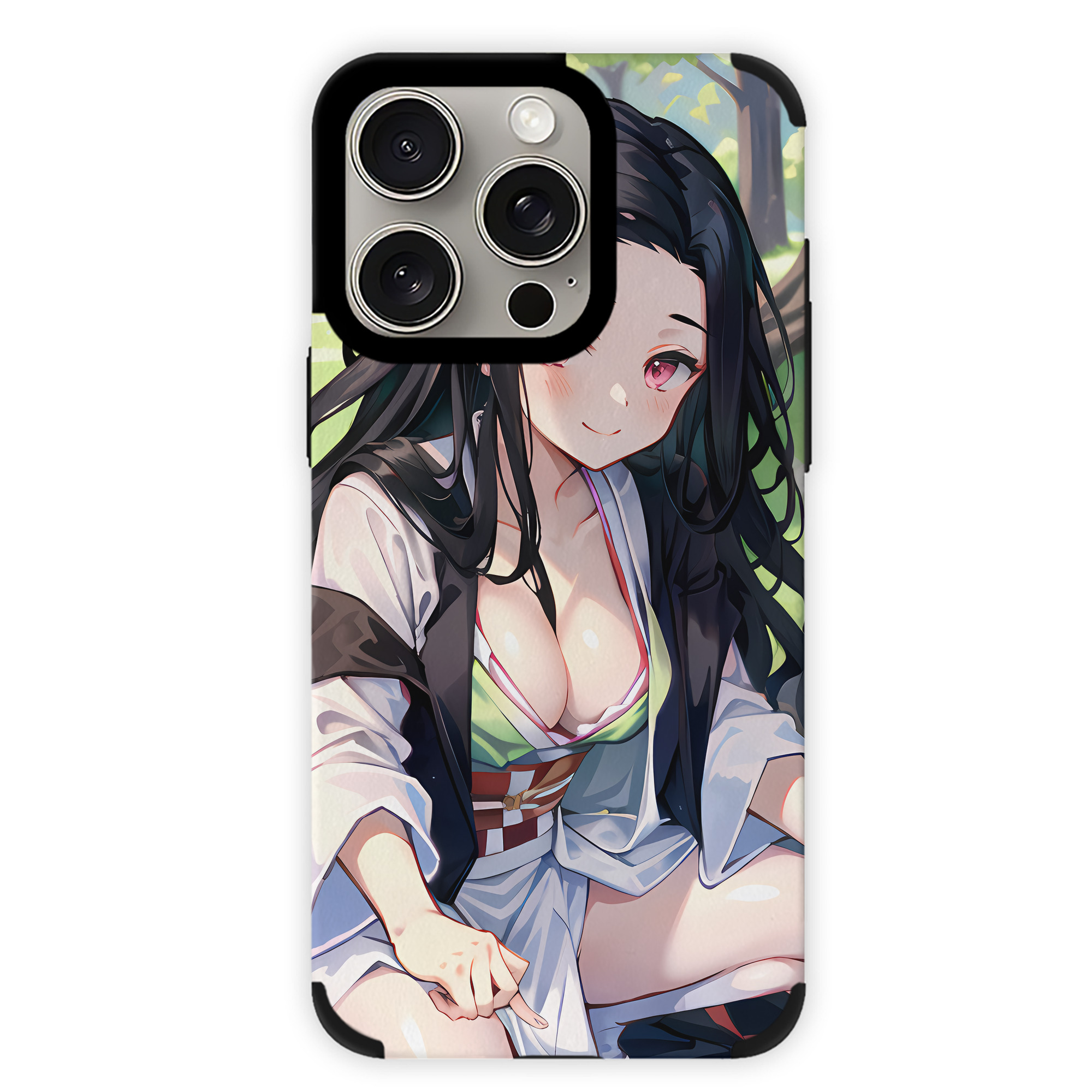 （画像用） 鬼滅の刃（きめつのやいば）竈門 禰󠄀豆子／かまど ねずこ Kamado Nezuko 【iPhone15ProMax対応】 PUレザー スマホケース 耐衝撃＆黄変防止