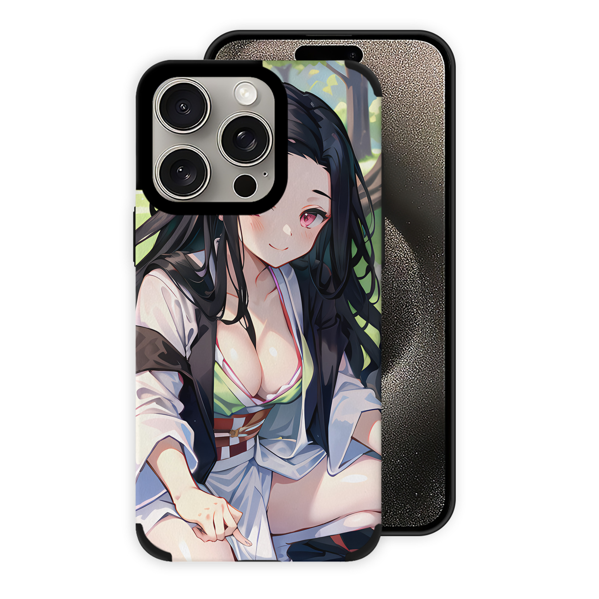 （画像用） 鬼滅の刃（きめつのやいば）竈門 禰󠄀豆子／かまど ねずこ Kamado Nezuko 【iPhone15ProMax対応】 PUレザー スマホケース 耐衝撃＆黄変防止