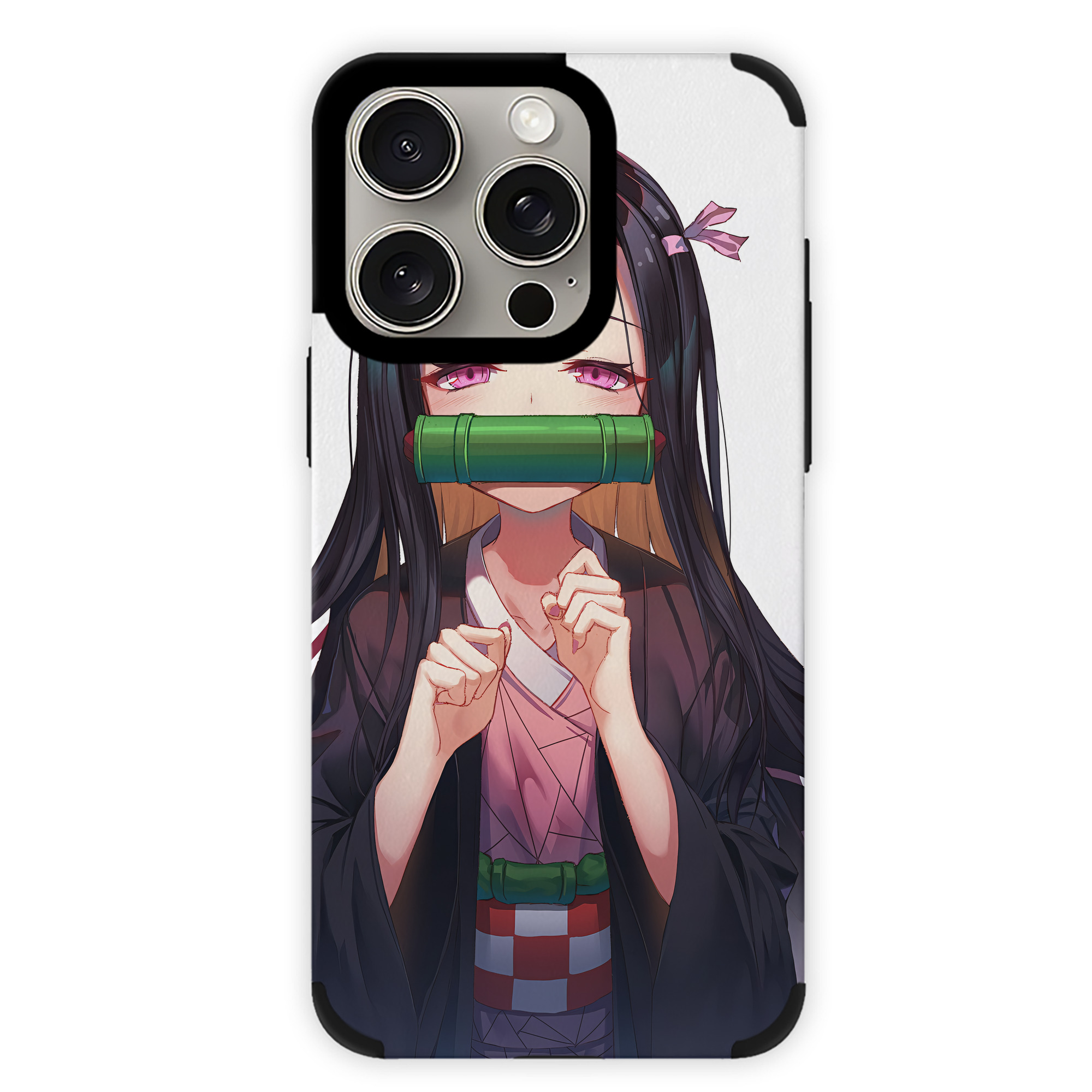 （画像用） 鬼滅の刃（きめつのやいば）竈門 禰󠄀豆子／かまど ねずこ Kamado Nezuko 【iPhone15ProMax対応】 PUレザー スマホケース 耐衝撃＆黄変防止
