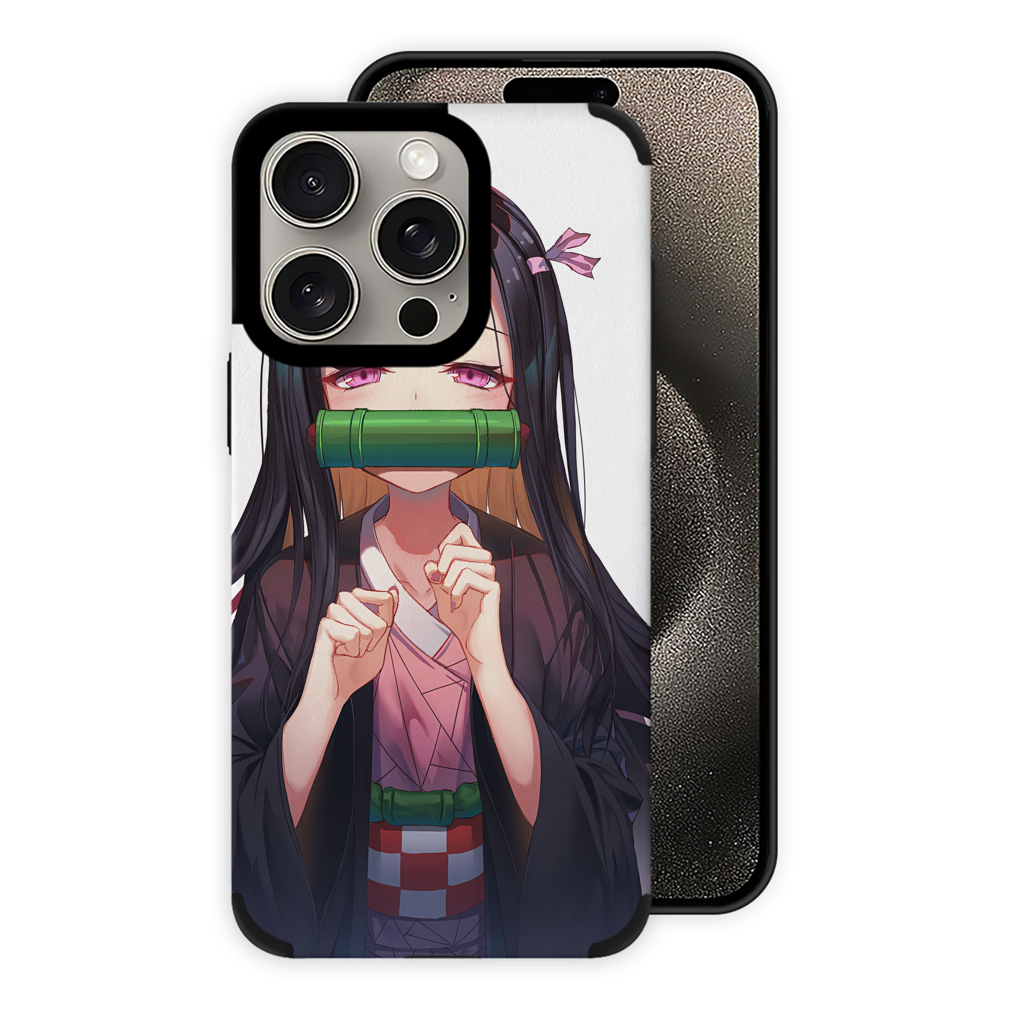 （画像用） 鬼滅の刃（きめつのやいば）竈門 禰󠄀豆子／かまど ねずこ Kamado Nezuko 【iPhone15ProMax対応】 PUレザー スマホケース 耐衝撃＆黄変防止