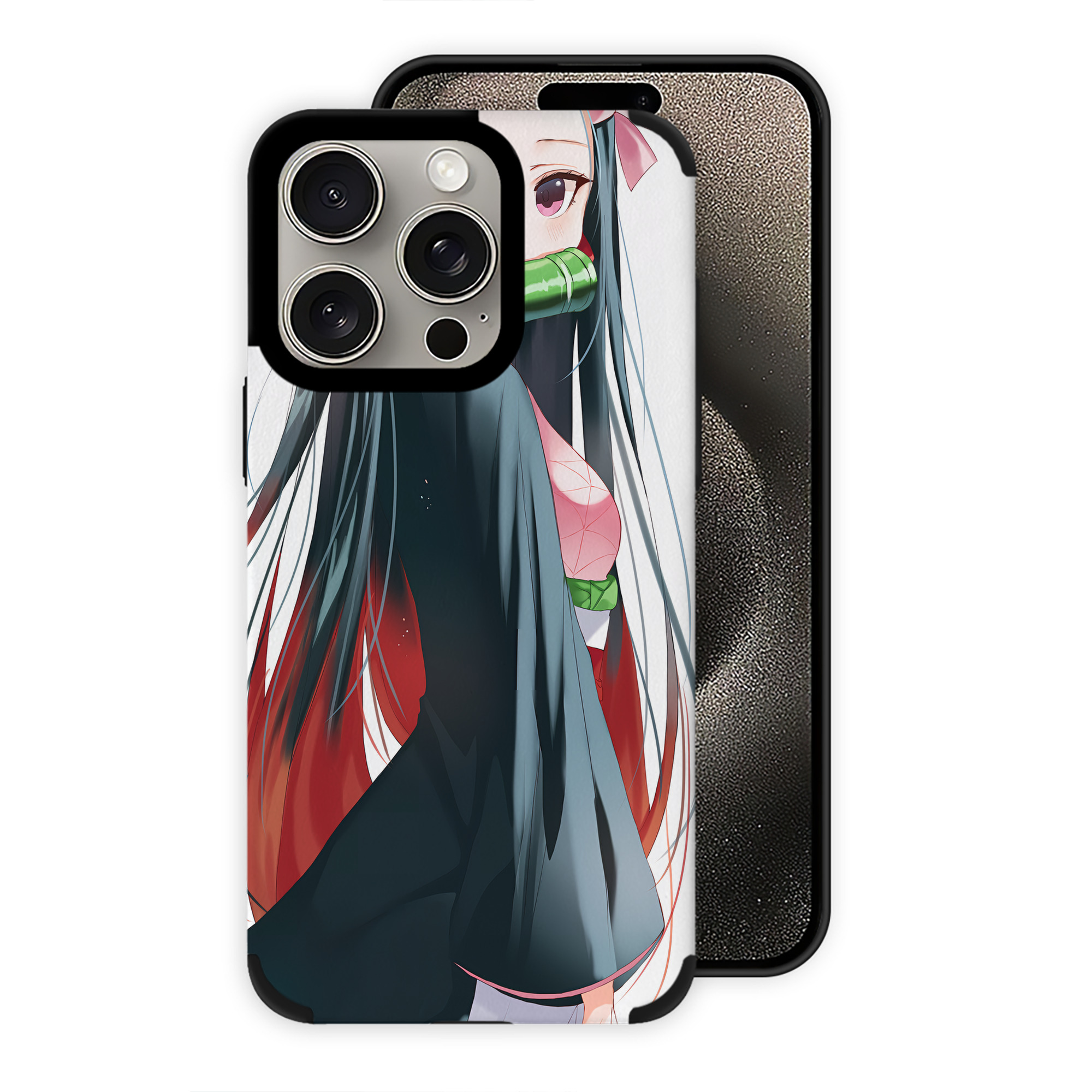 （画像用） 鬼滅の刃（きめつのやいば）竈門 禰󠄀豆子／かまど ねずこ Kamado Nezuko 【iPhone15ProMax対応】 PUレザー スマホケース 耐衝撃＆黄変防止