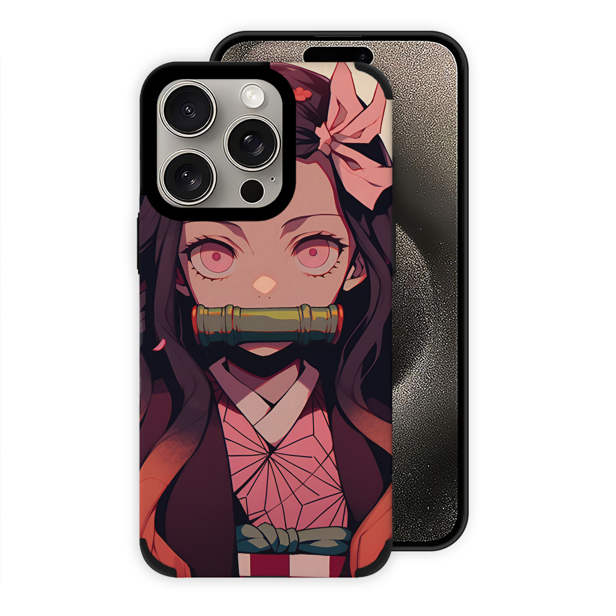 （画像用） 鬼滅の刃（きめつのやいば）竈門 禰󠄀豆子／かまど ねずこ Kamado Nezuko 【iPhone15ProMax対応】 PUレザー スマホケース 耐衝撃＆黄変防止