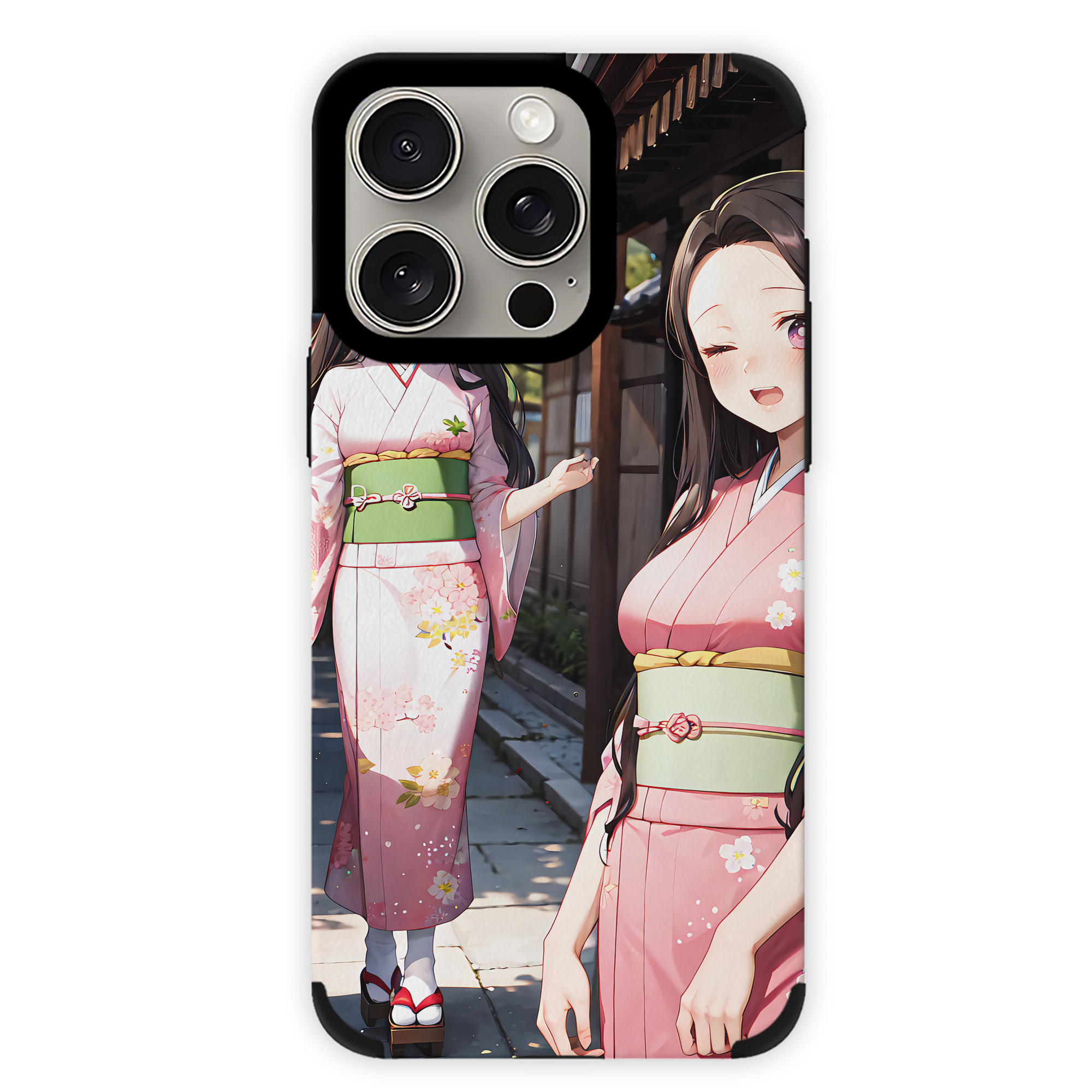 （画像用） 鬼滅の刃（きめつのやいば）竈門 禰󠄀豆子／かまど ねずこ Kamado Nezuko 【iPhone15ProMax対応】 PUレザー スマホケース 耐衝撃＆黄変防止