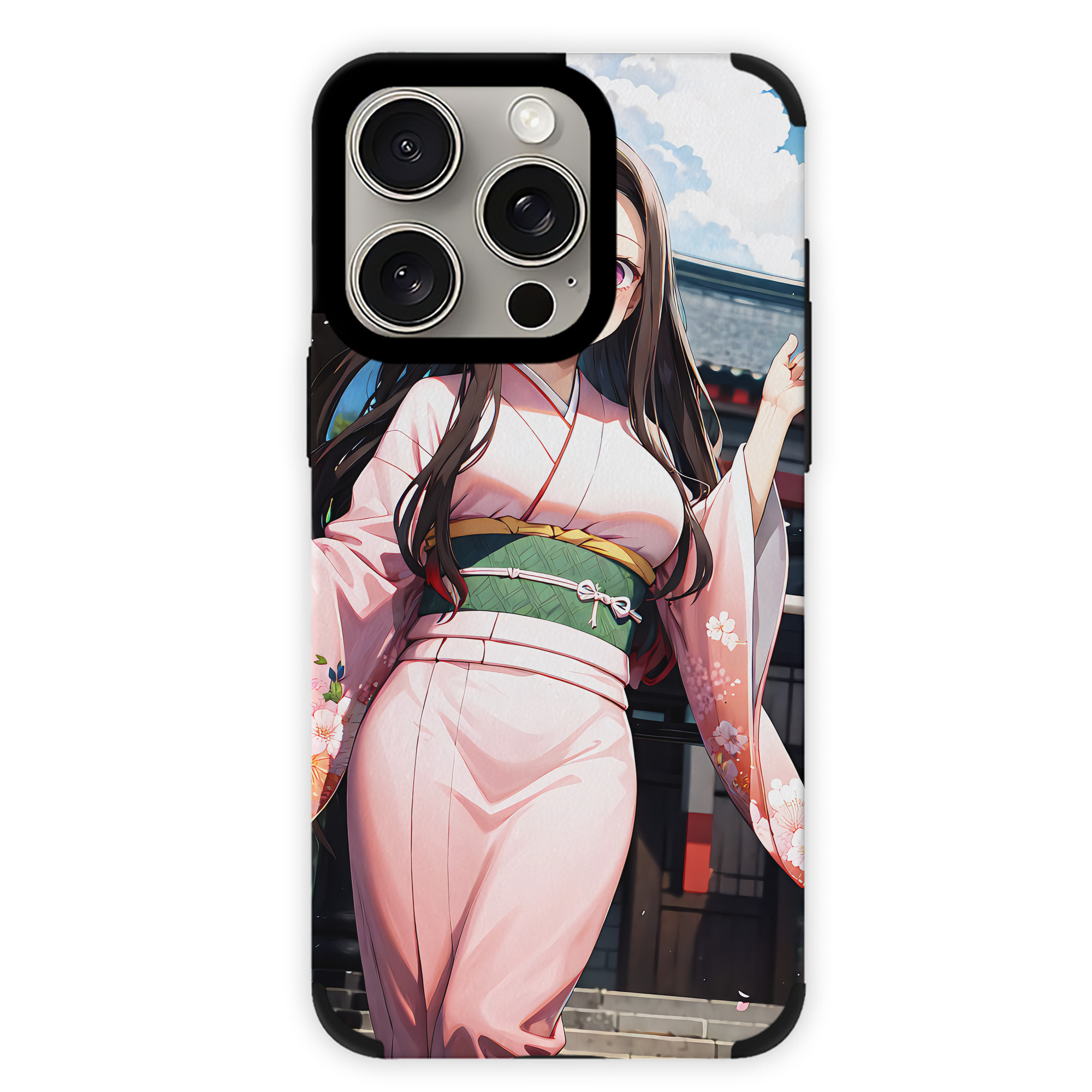 （画像用） 鬼滅の刃（きめつのやいば）竈門 禰󠄀豆子／かまど ねずこ Kamado Nezuko 【iPhone15ProMax対応】 PUレザー スマホケース 耐衝撃＆黄変防止