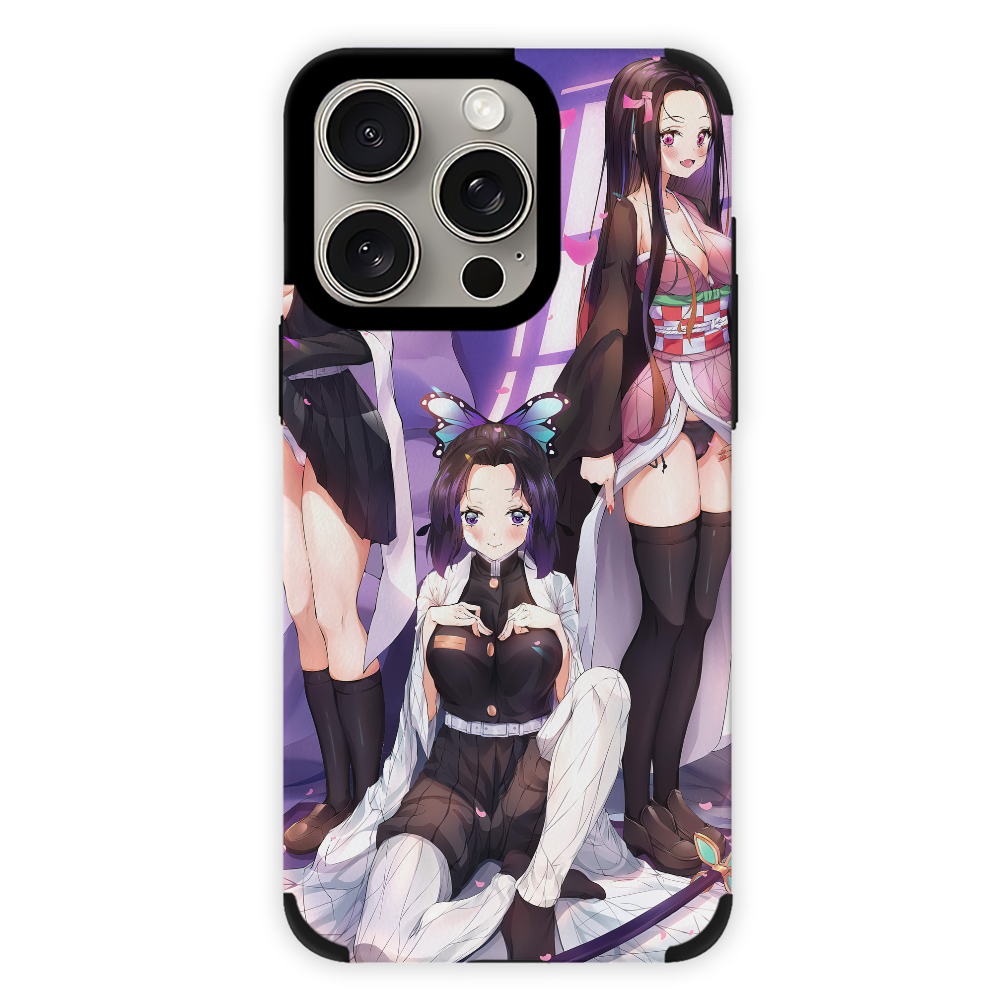 （画像用） 鬼滅の刃（きめつのやいば）竈門 禰󠄀豆子／かまど ねずこ Kamado Nezuko 【iPhone15ProMax対応】 PUレザー スマホケース 耐衝撃＆黄変防止