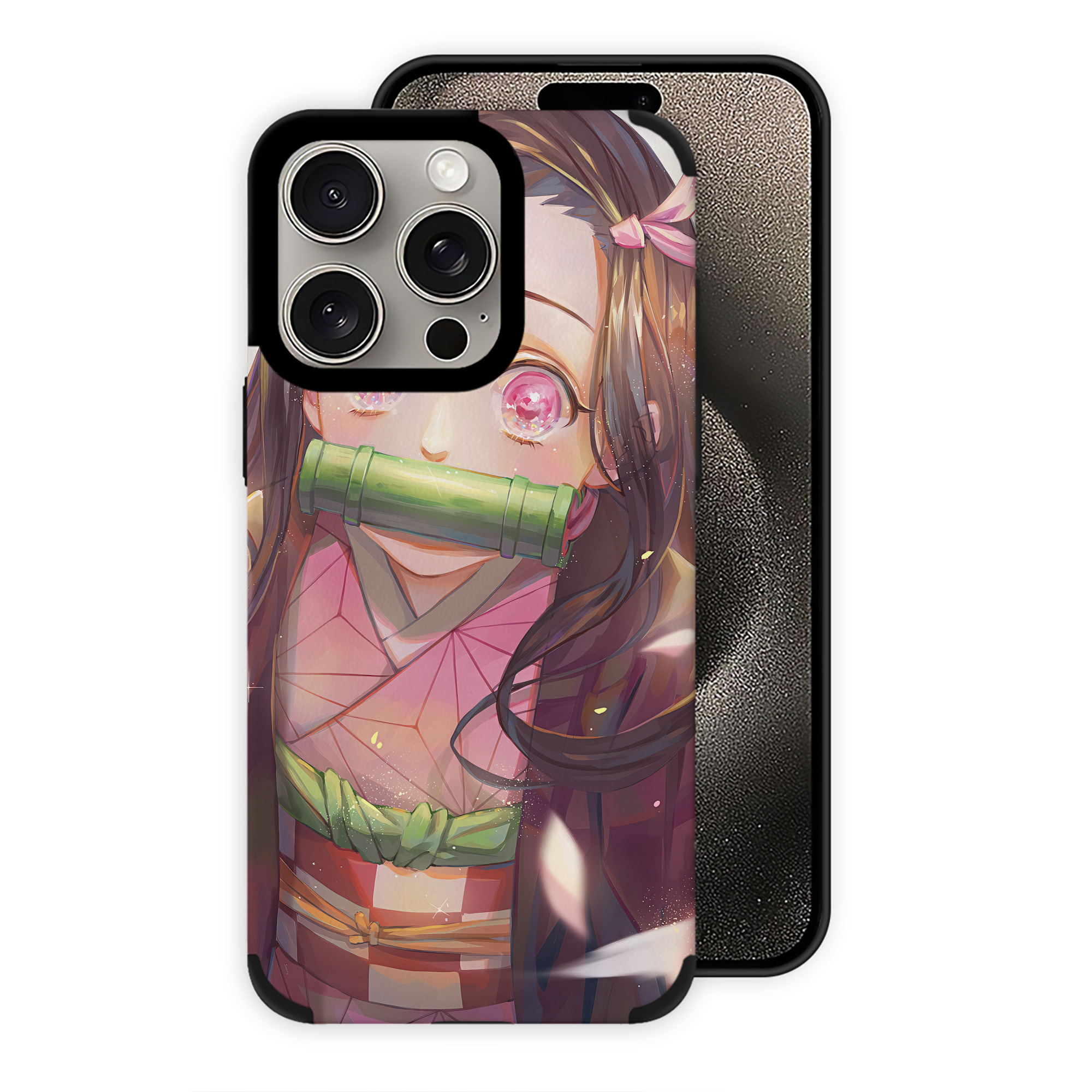 （画像用） 鬼滅の刃（きめつのやいば）竈門 禰󠄀豆子／かまど ねずこ Kamado Nezuko 【iPhone15ProMax対応】 PUレザー スマホケース 耐衝撃＆黄変防止
