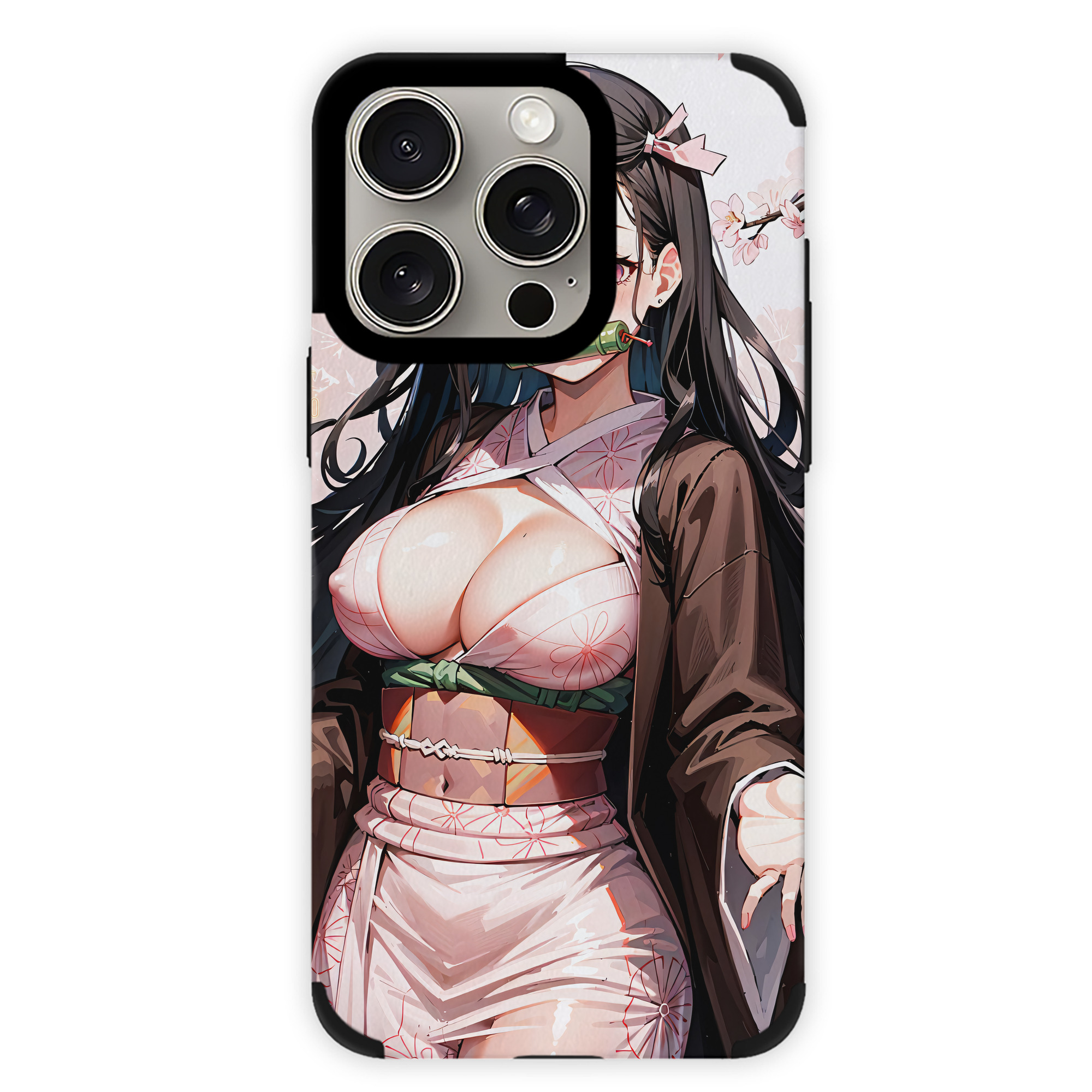（画像用） 鬼滅の刃（きめつのやいば）竈門 禰󠄀豆子／かまど ねずこ Kamado Nezuko 【iPhone15ProMax対応】 PUレザー スマホケース 耐衝撃＆黄変防止