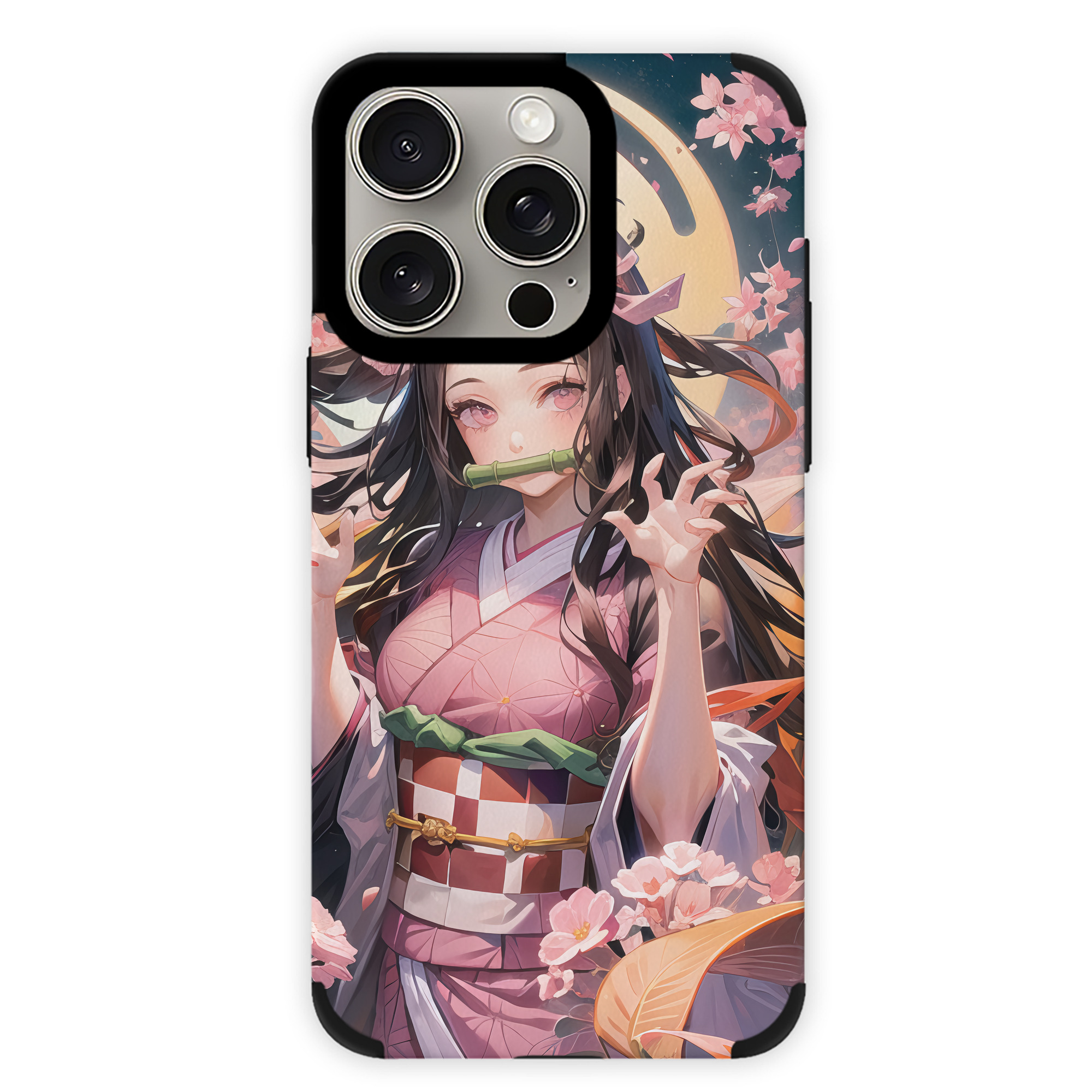 （画像用） 鬼滅の刃（きめつのやいば）竈門 禰󠄀豆子／かまど ねずこ Kamado Nezuko 【iPhone15ProMax対応】 PUレザー スマホケース 耐衝撃＆黄変防止