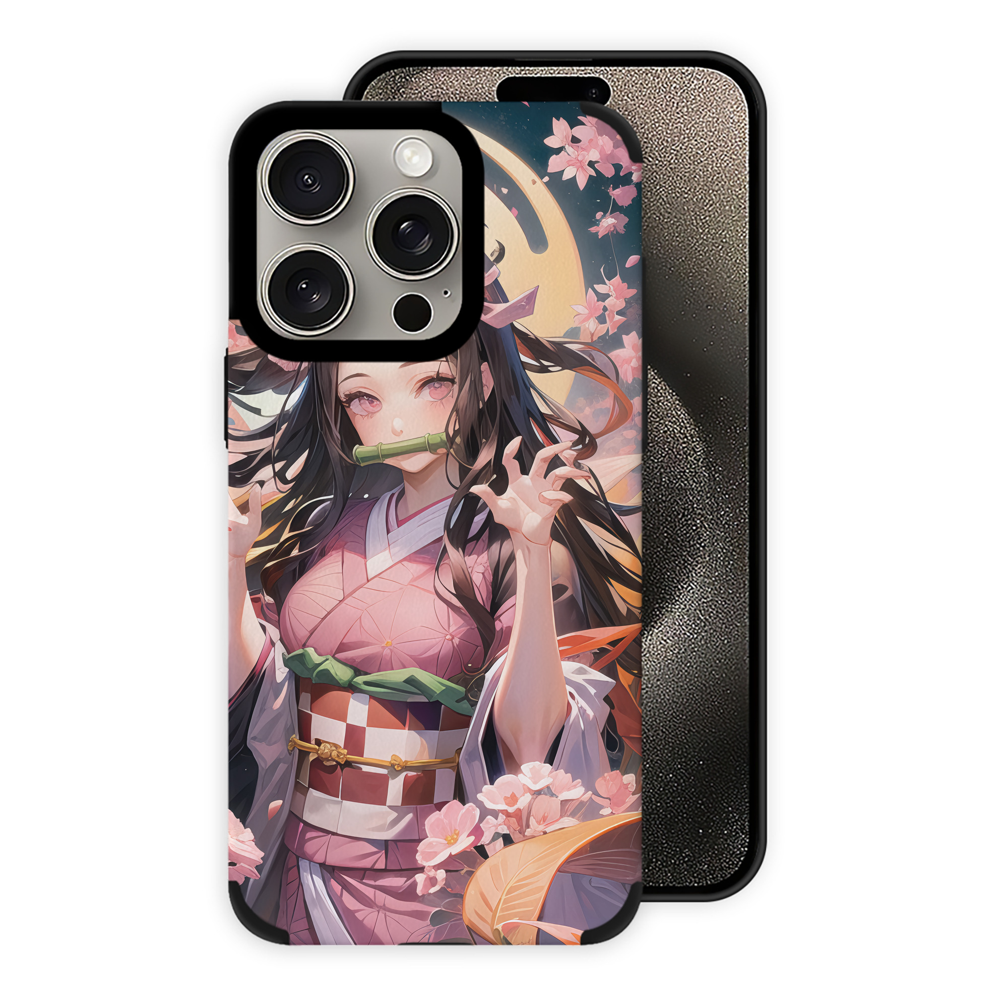 （画像用） 鬼滅の刃（きめつのやいば）竈門 禰󠄀豆子／かまど ねずこ Kamado Nezuko 【iPhone15ProMax対応】 PUレザー スマホケース 耐衝撃＆黄変防止