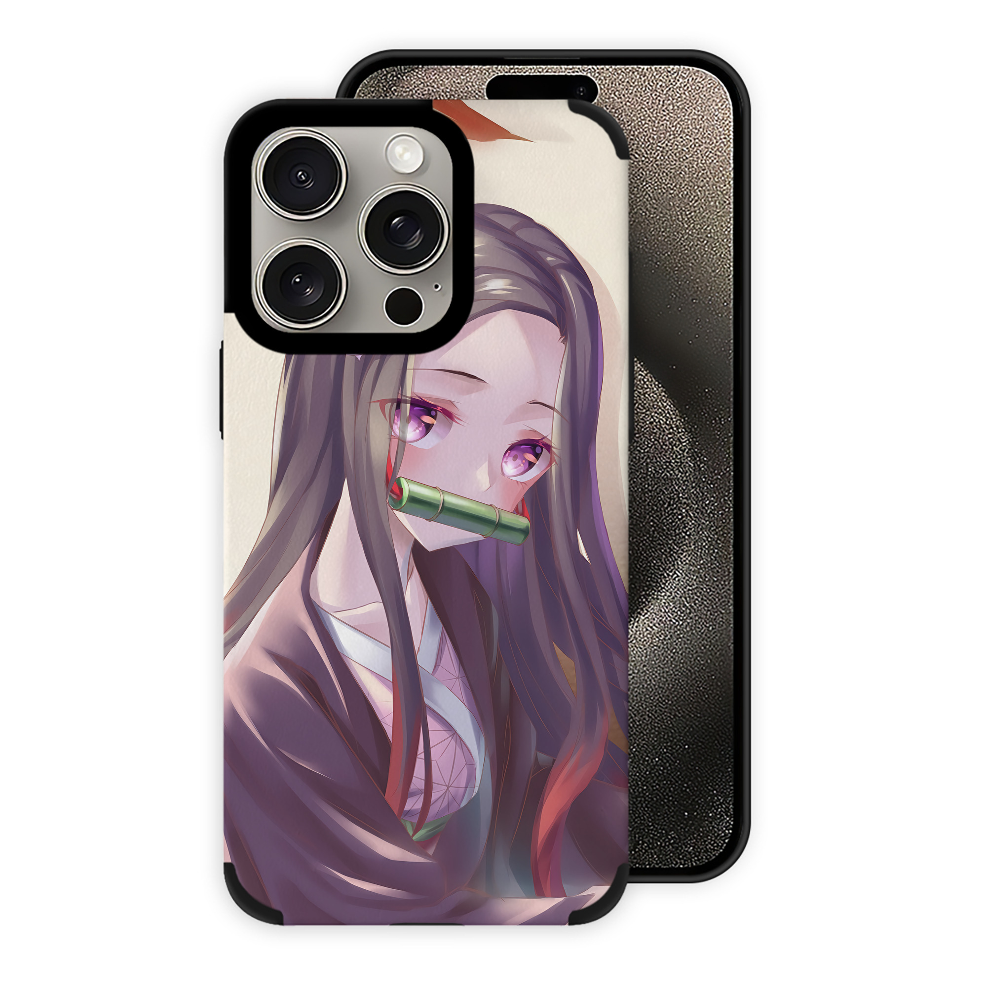 （画像用） 鬼滅の刃（きめつのやいば）竈門 禰󠄀豆子／かまど ねずこ Kamado Nezuko 【iPhone15ProMax対応】 PUレザー スマホケース 耐衝撃＆黄変防止