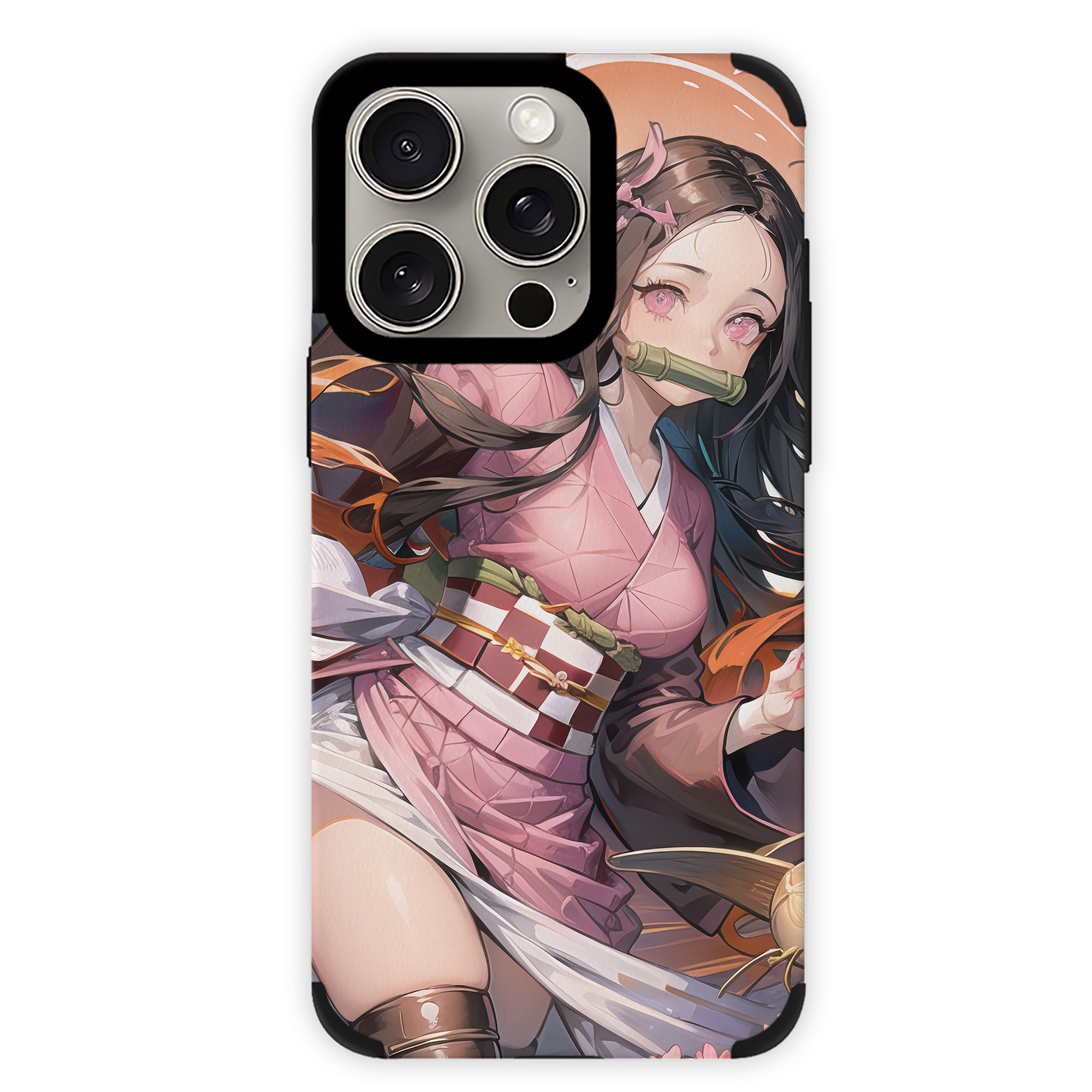 （画像用） 鬼滅の刃（きめつのやいば）竈門 禰󠄀豆子／かまど ねずこ Kamado Nezuko 【iPhone15ProMax対応】 PUレザー スマホケース 耐衝撃＆黄変防止